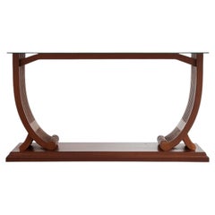 English Art Deco Console Table Att. to Harry & Lou Epstein, Oak & Glass, c. 1940