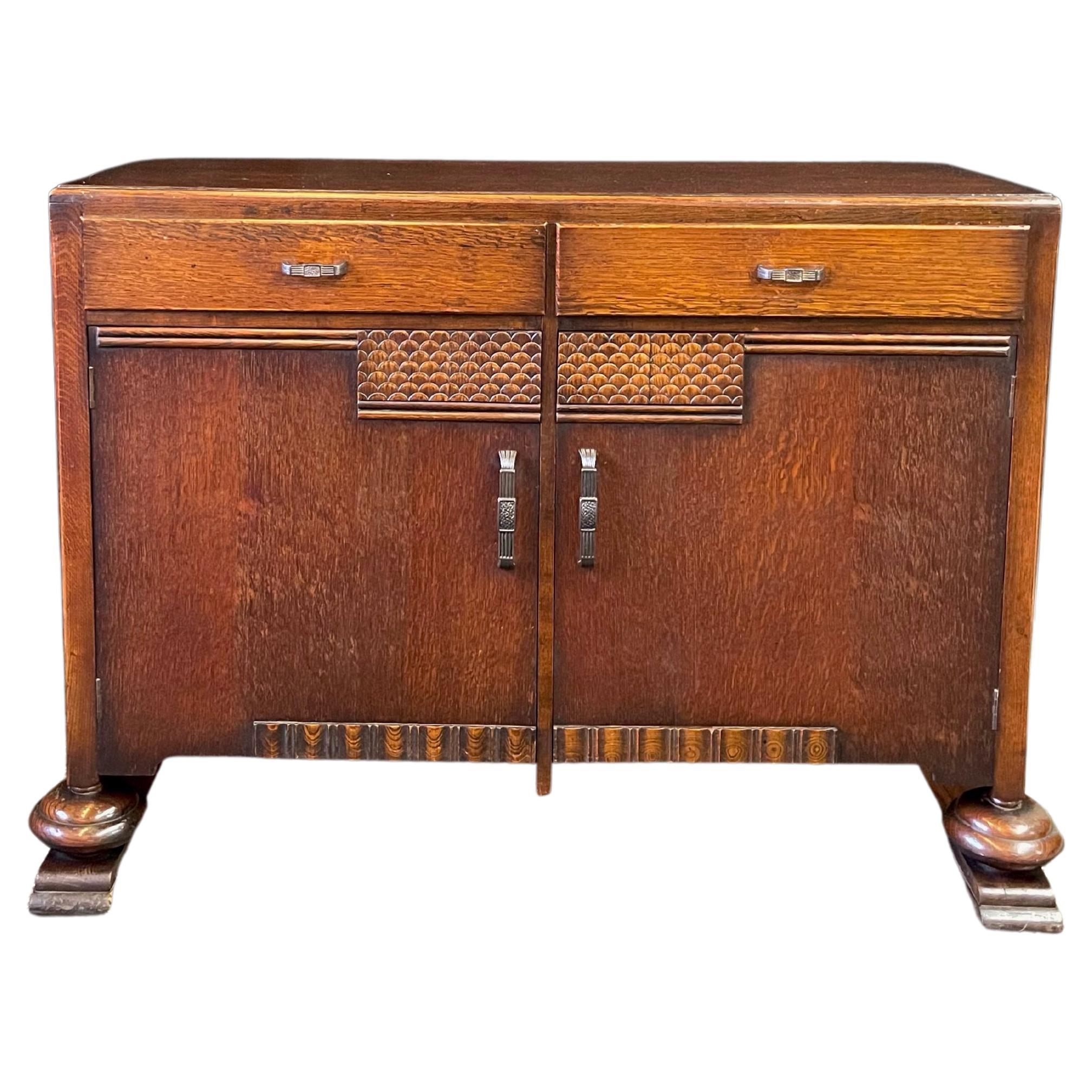 English Art Deco Credenza of Oak For Sale