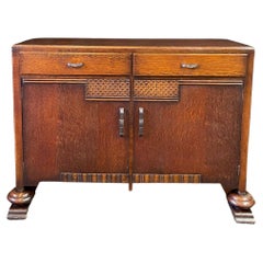 Antique English Art Deco Credenza of Oak