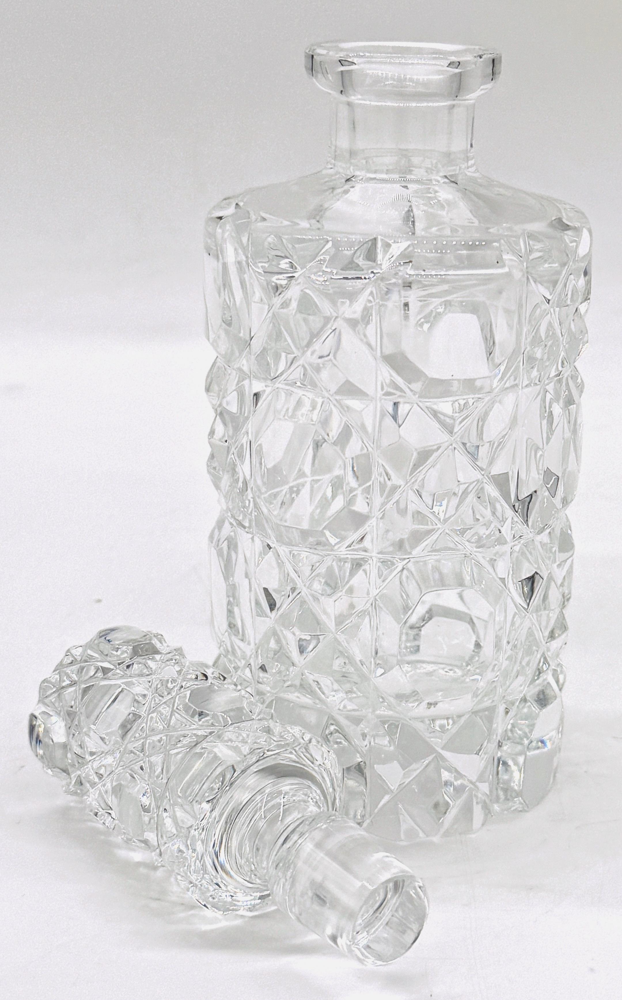 Polished English Art Deco Cut Glass Diminutive Decanter, Circa 1930s For Sale