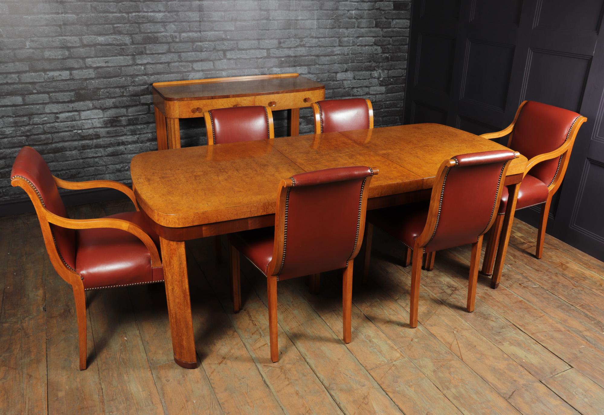 English Art Deco Dining Table and Chairs, c 1930 2
