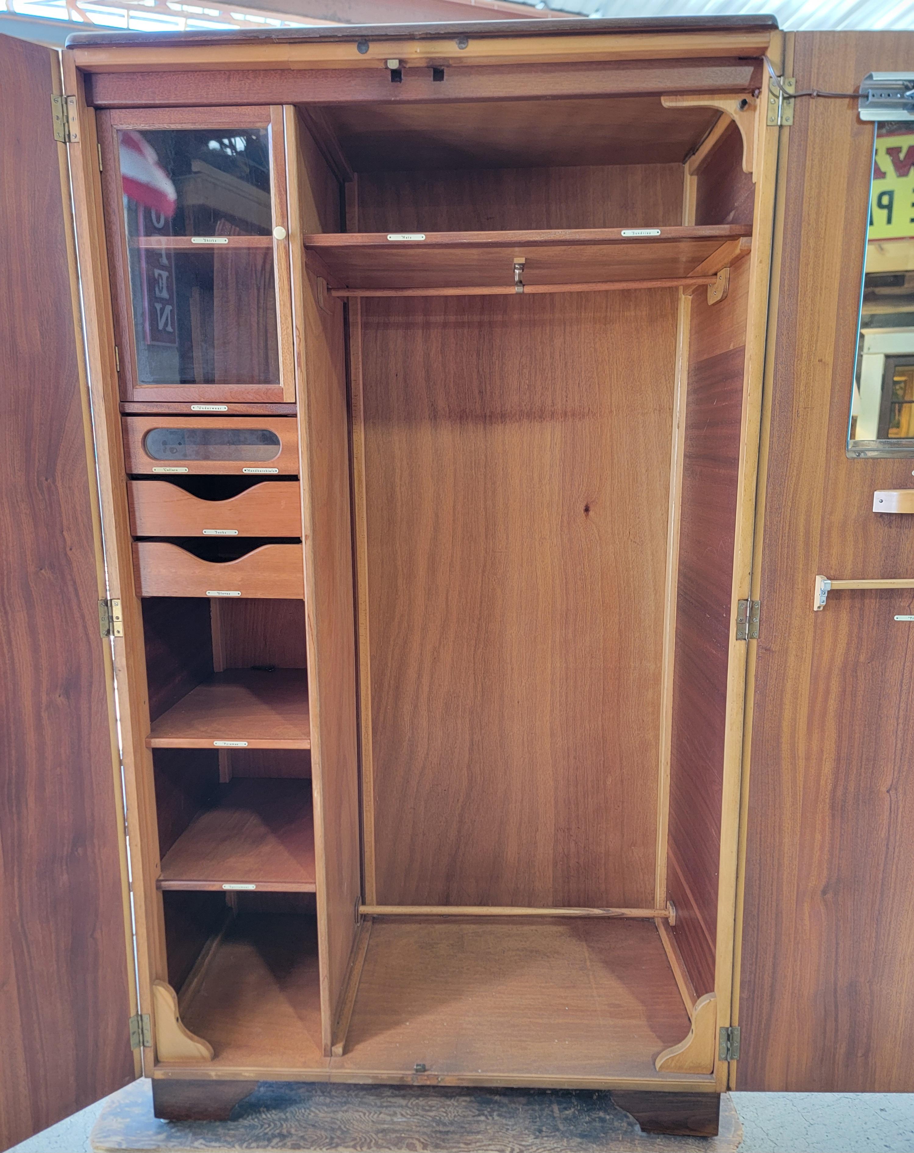 Veneer English Art Deco Double Door Armoire