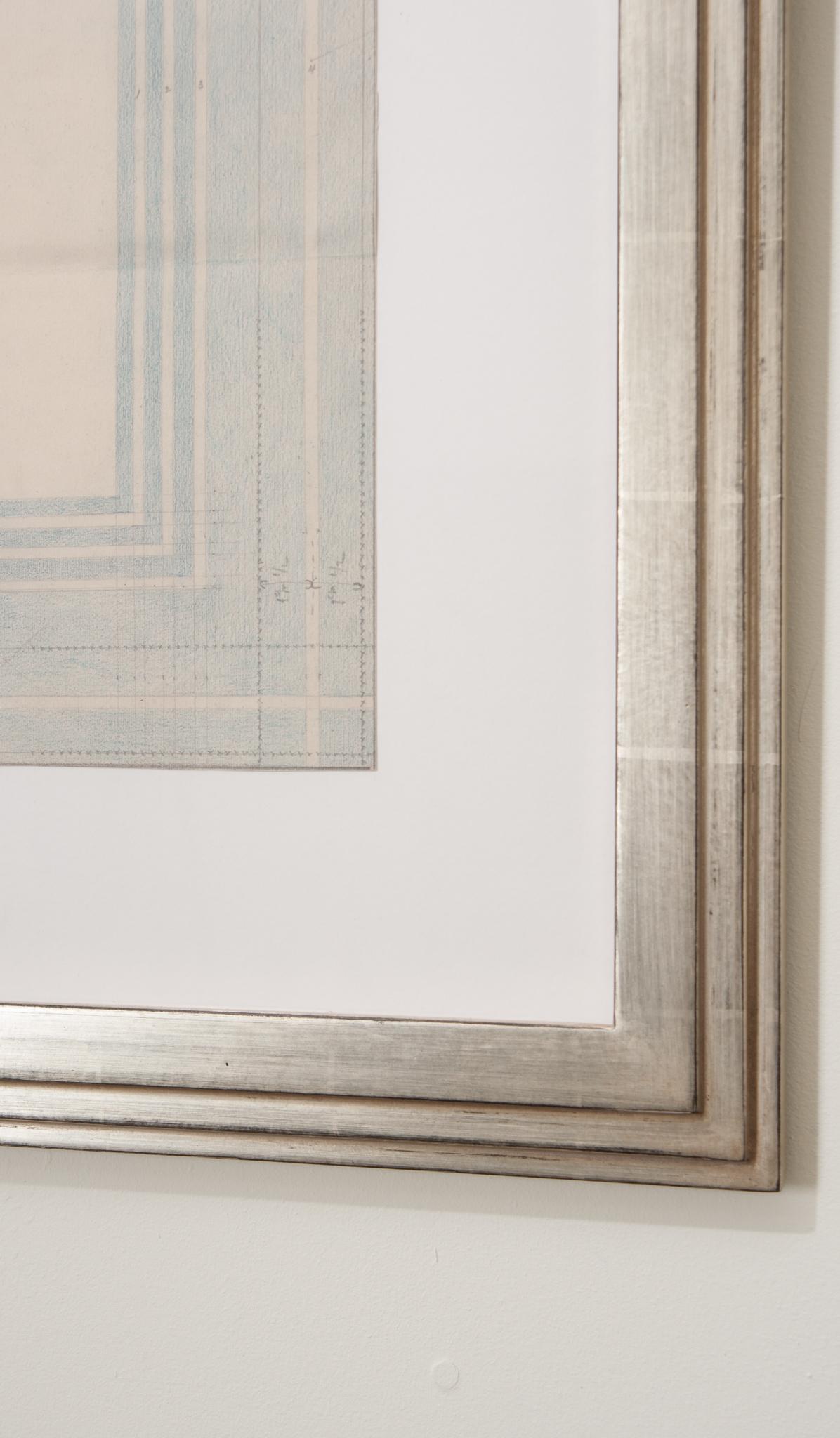 English Art Deco Drawing in Silver Gilt Frame 6