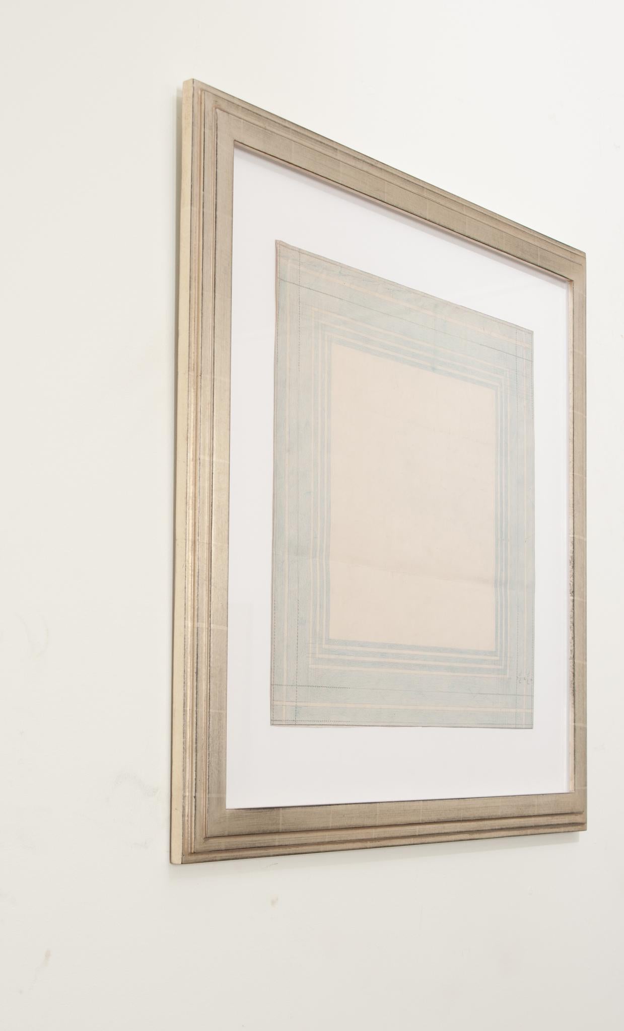 English Art Deco Drawing in Silver Gilt Frame 1