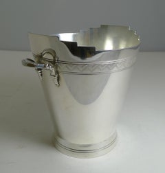 English Art Deco Electroplated Ice Bucket by Keith Murray for Mappin and Webb