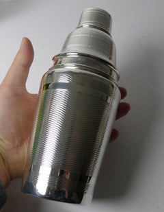 English Art Deco Engine Turned Cocktail Shaker, c.1930
