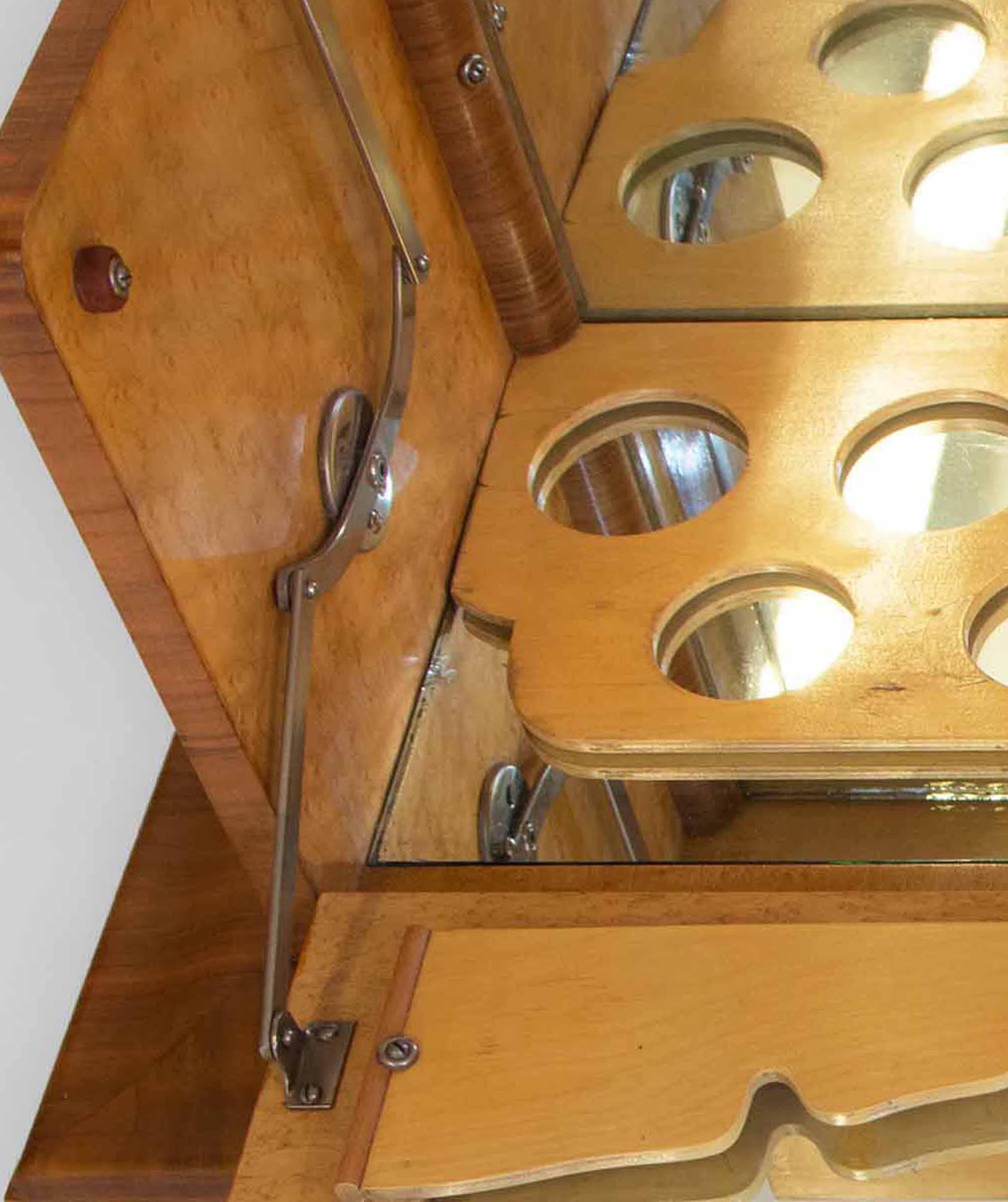 English Art Deco Figured Walnut Cocktail Cabinet Dry Bar 10