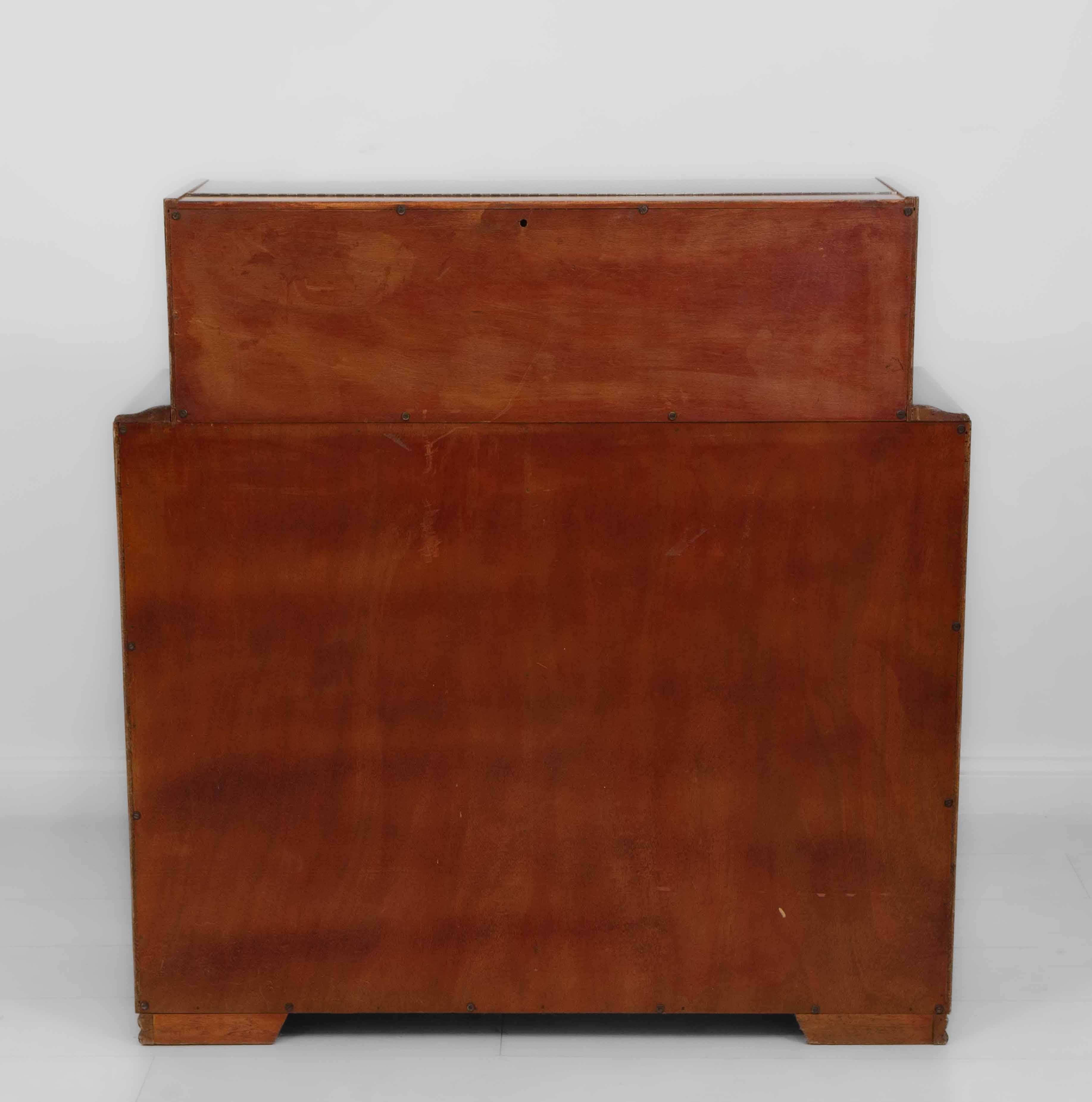 English Art Deco Figured Walnut Cocktail Cabinet Dry Bar 11