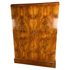 Antique English Art deco gentlemen's Walnut compactum wardrobe 