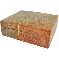 English Art Deco Geometric Two-Tone Shagreen with Bone Cigarette or Trinket Box