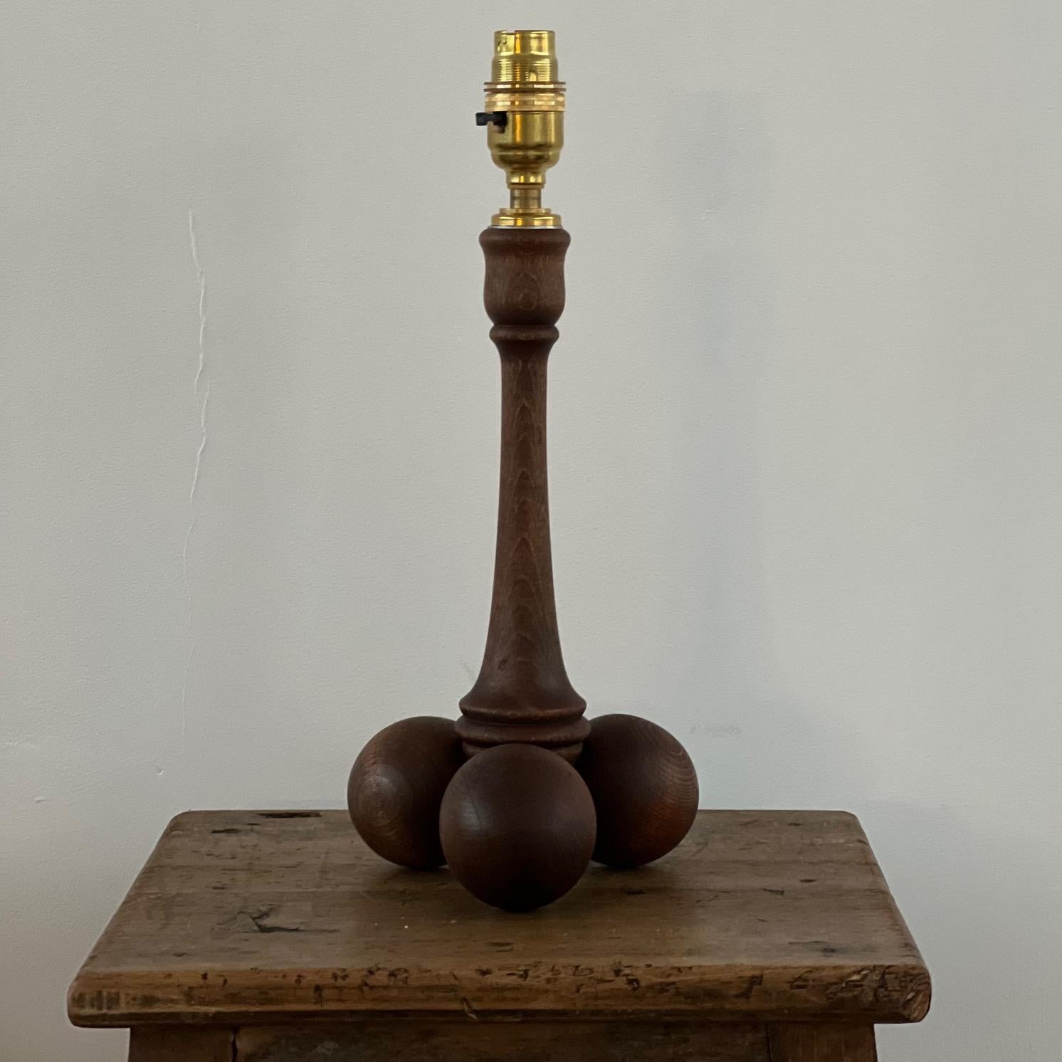 English Art Deco Geometric Wooden Table Lamp 5