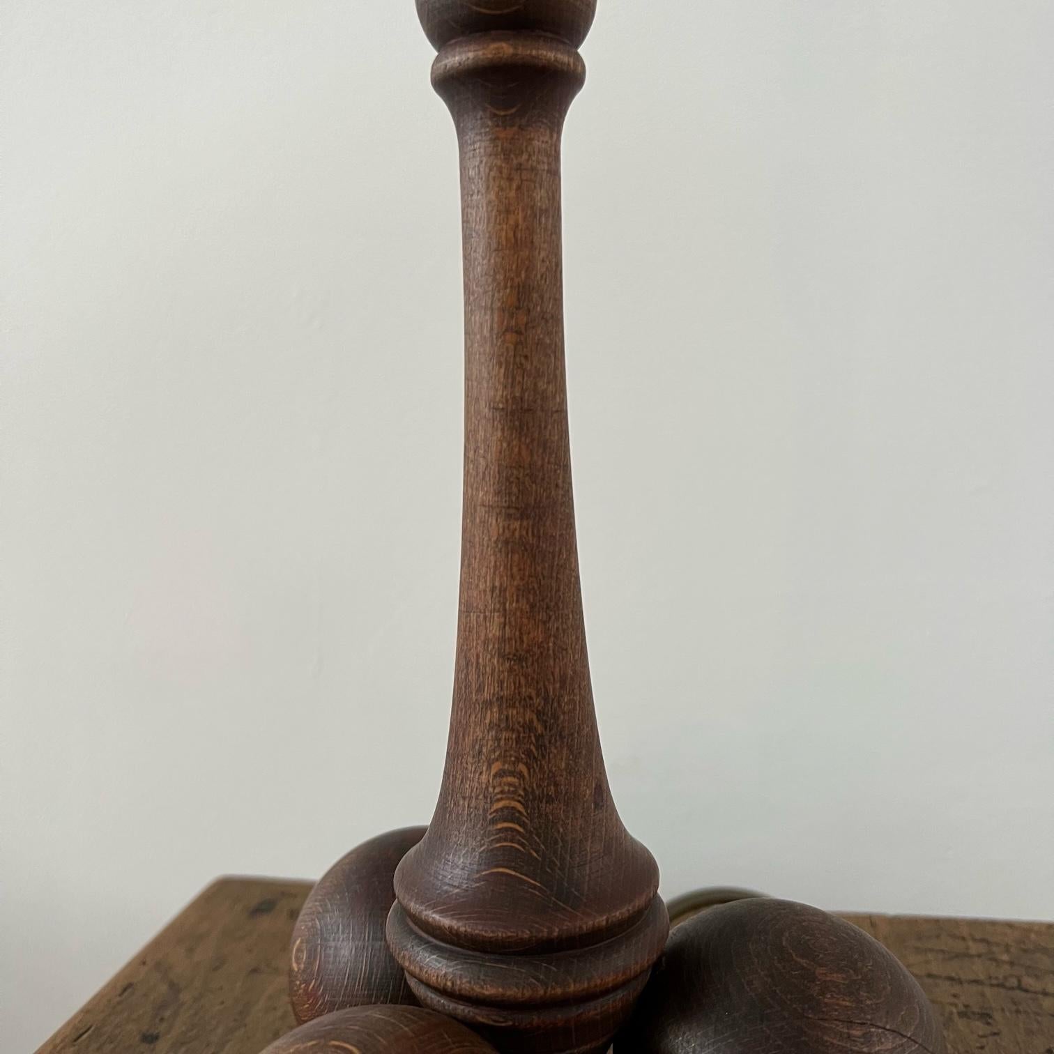 British English Art Deco Geometric Wooden Table Lamp