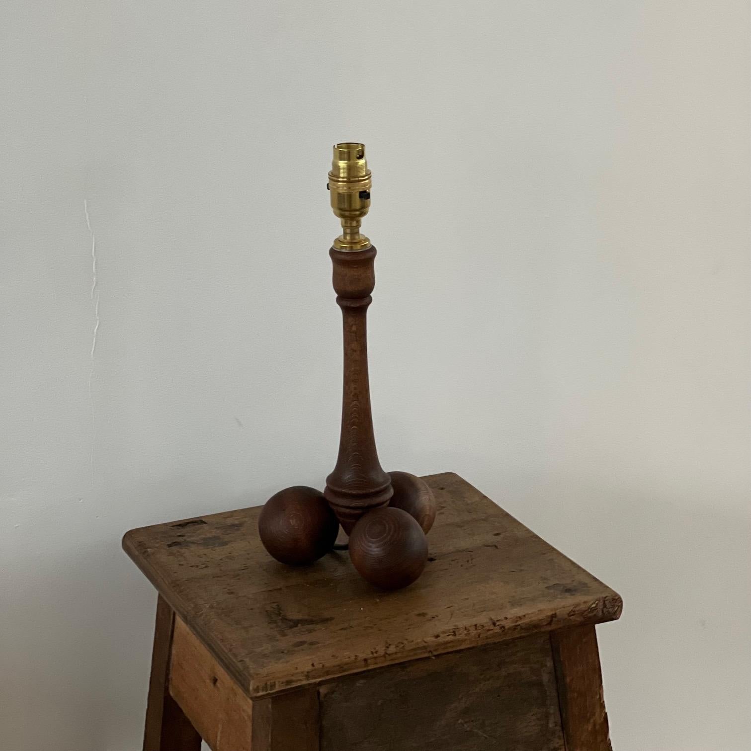 20th Century English Art Deco Geometric Wooden Table Lamp