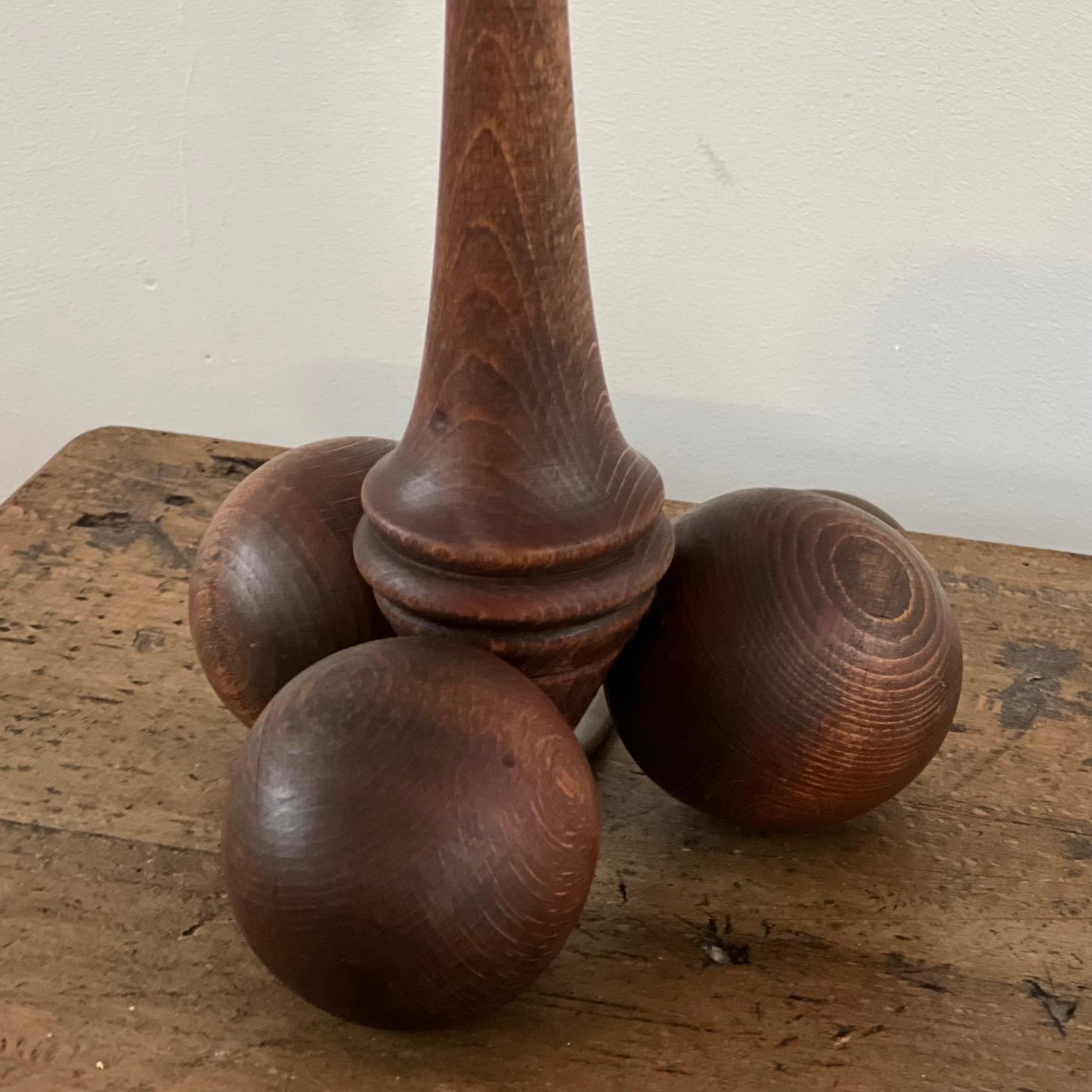 English Art Deco Geometric Wooden Table Lamp 4