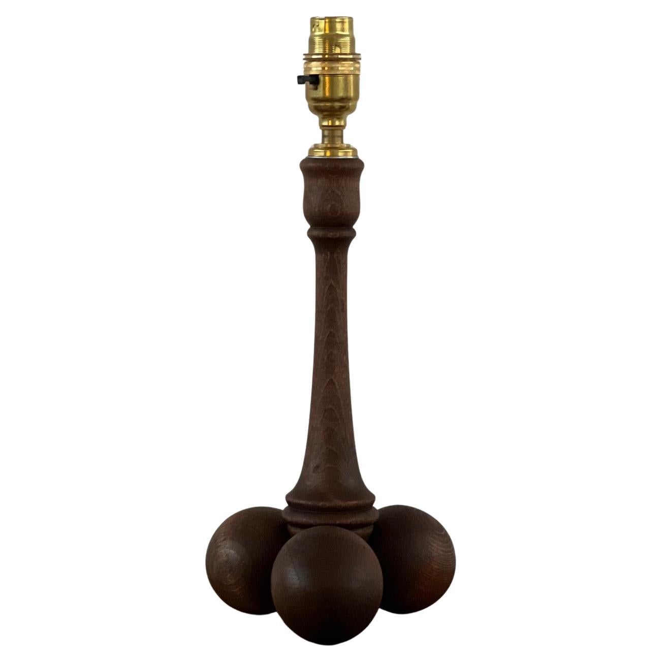 English Art Deco Geometric Wooden Table Lamp