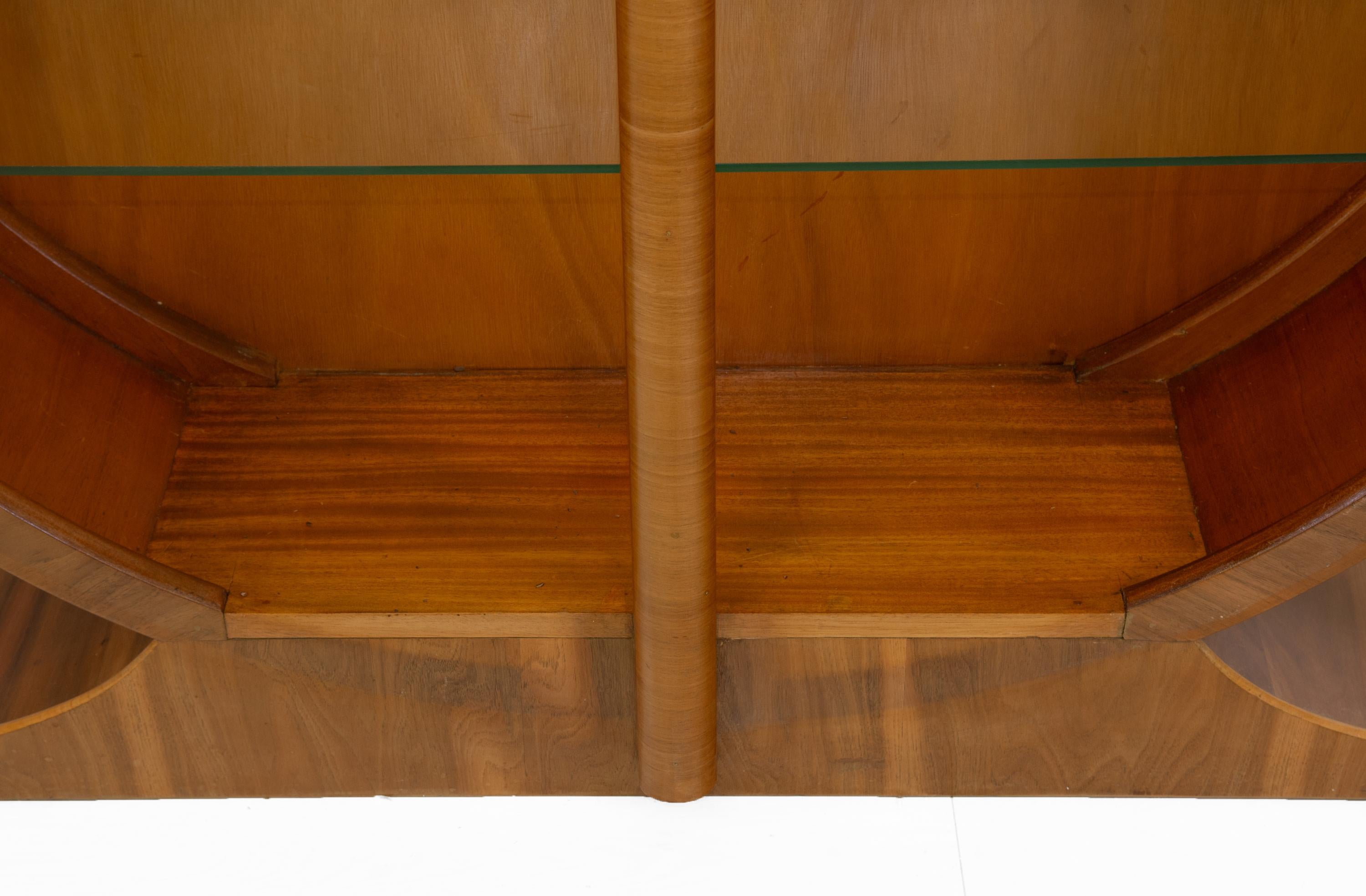 English Art Deco Golden Walnut Circular Display Cabinet Circa 1930s 8
