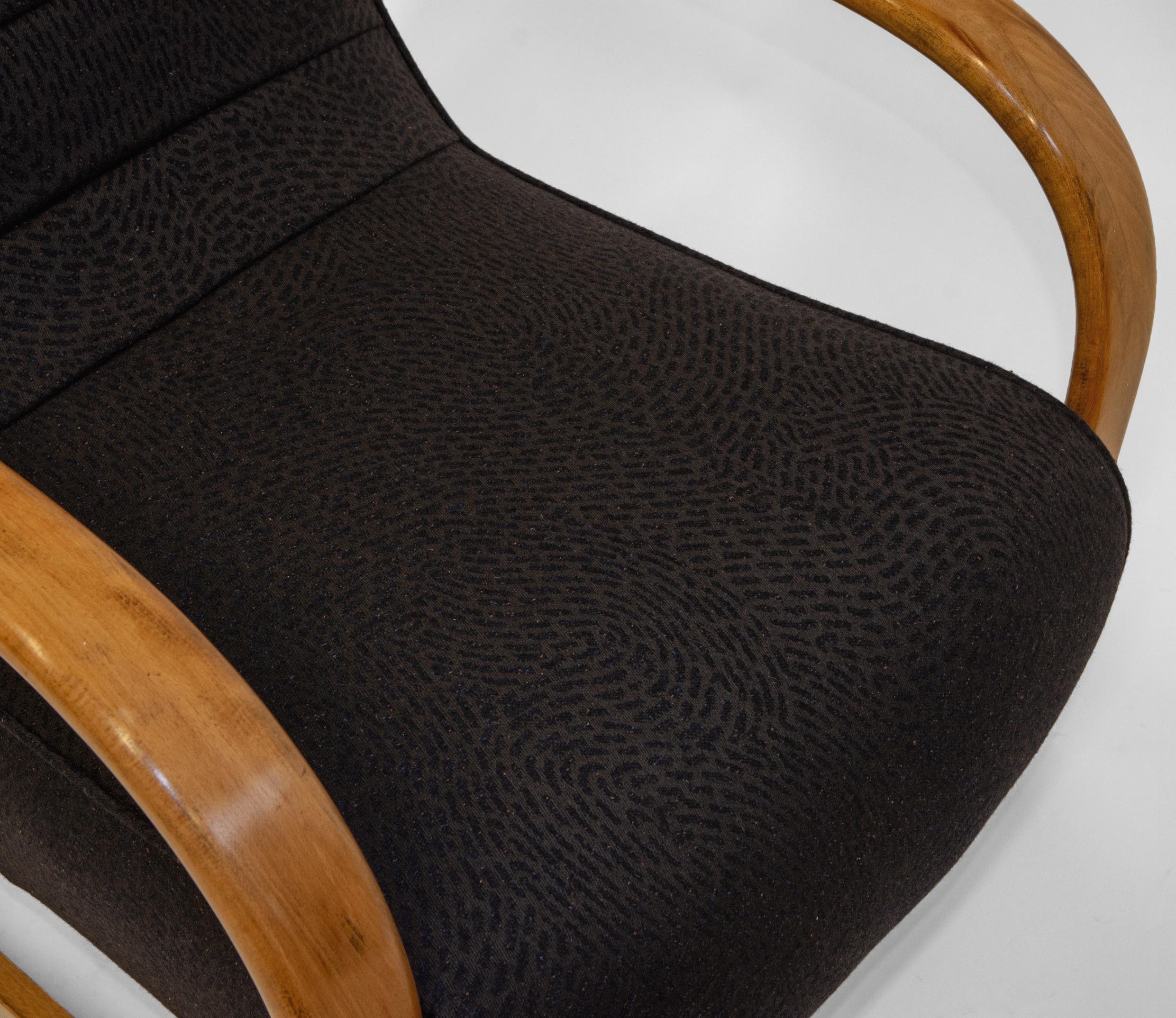 English Art Deco Lounge Chair Armchair Jacquard Wool /Silk Fabric For Sale 3