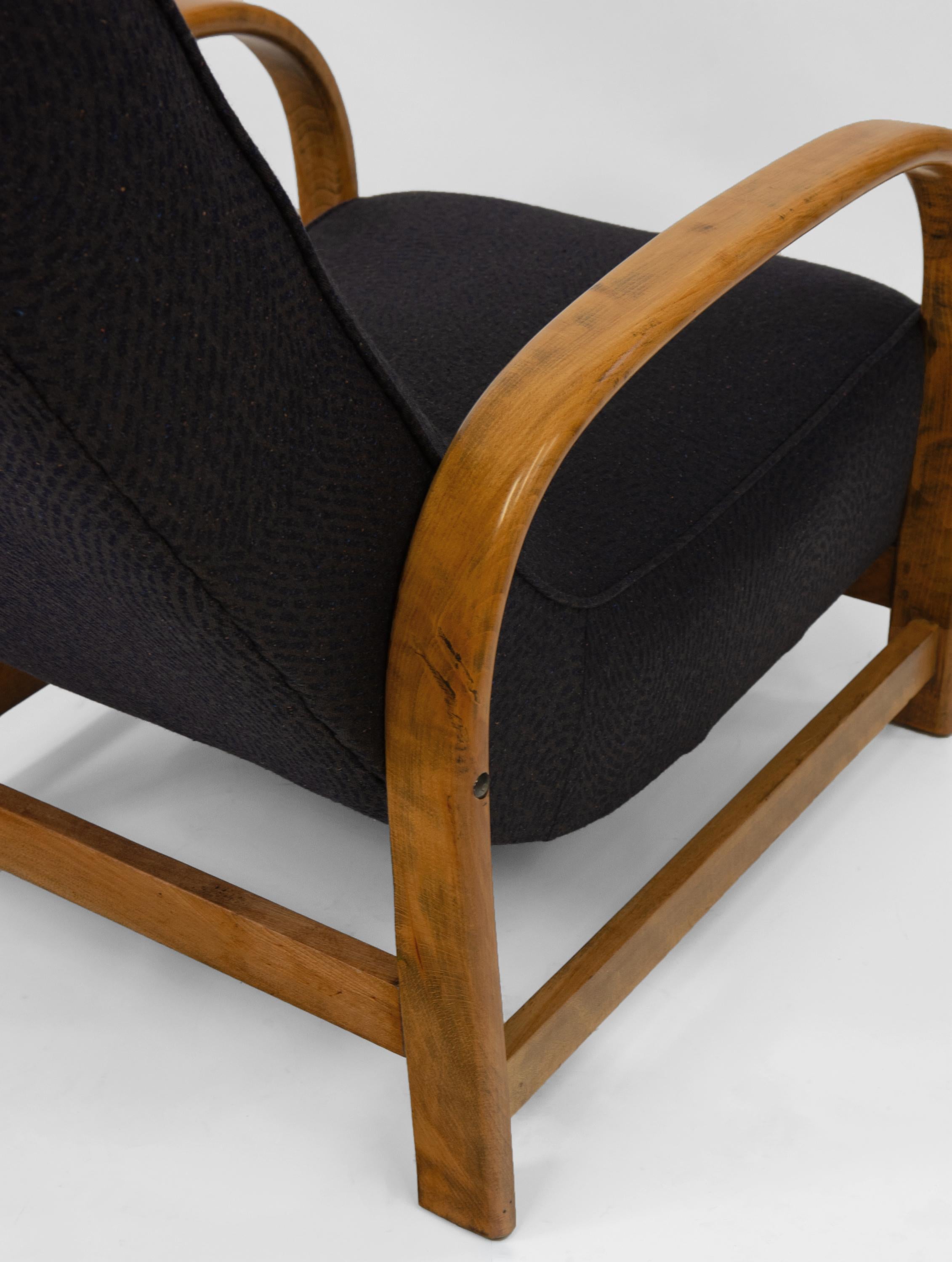 English Art Deco Lounge Chair Armchair Jacquard Wool /Silk Fabric For Sale 5