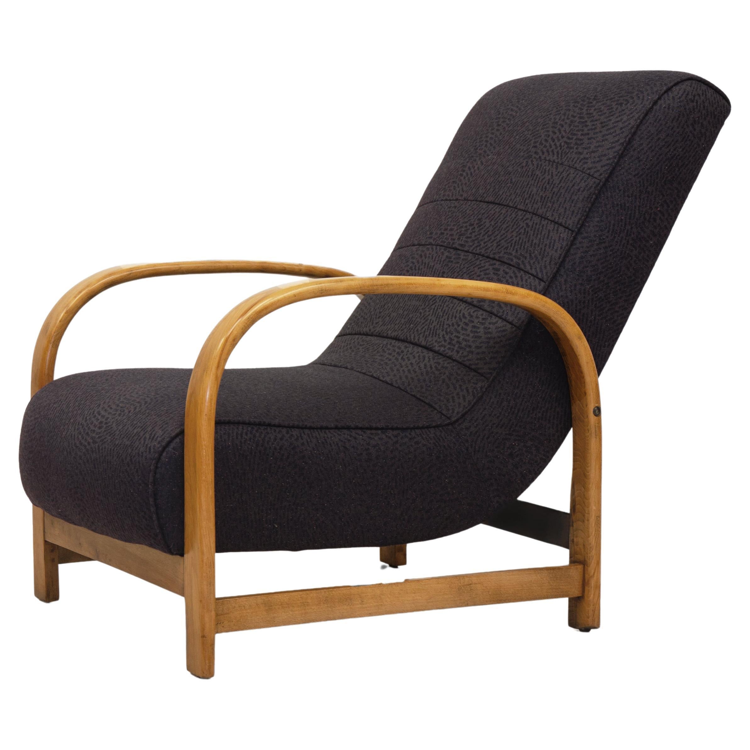 English Art Deco Lounge Chair Armchair Jacquard Wool /Silk Fabric For Sale