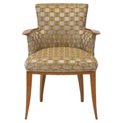 Englischer Art-déco-Sessel aus Ahornholz und gepolstertem Sessel