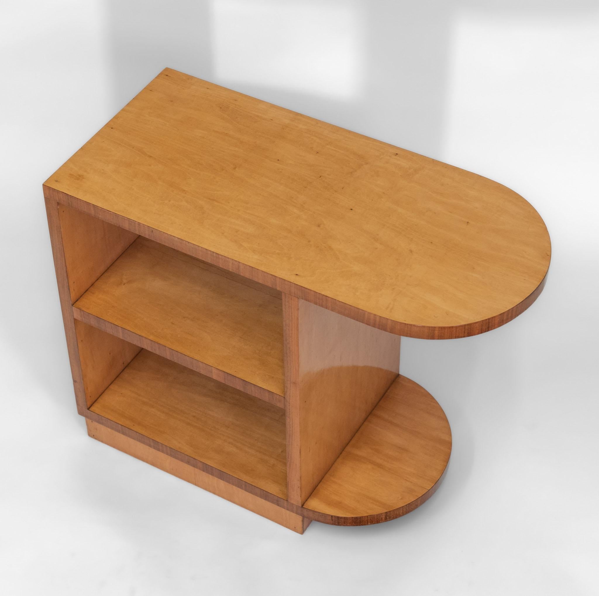 British English Art Deco Maple & Walnut Tiered Side Table 1930s For Sale