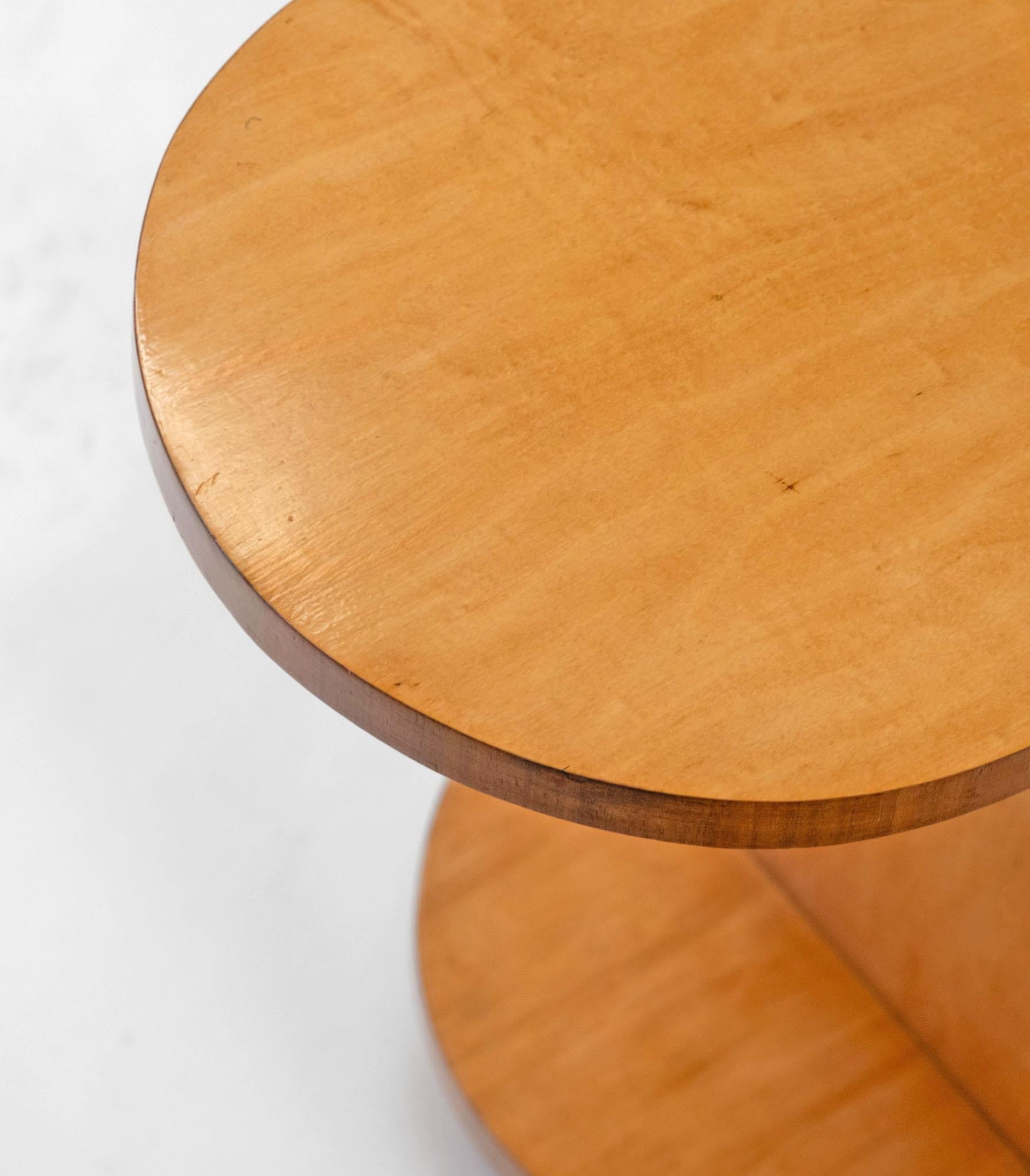 Veneer English Art Deco Maple & Walnut Tiered Side Table 1930s For Sale