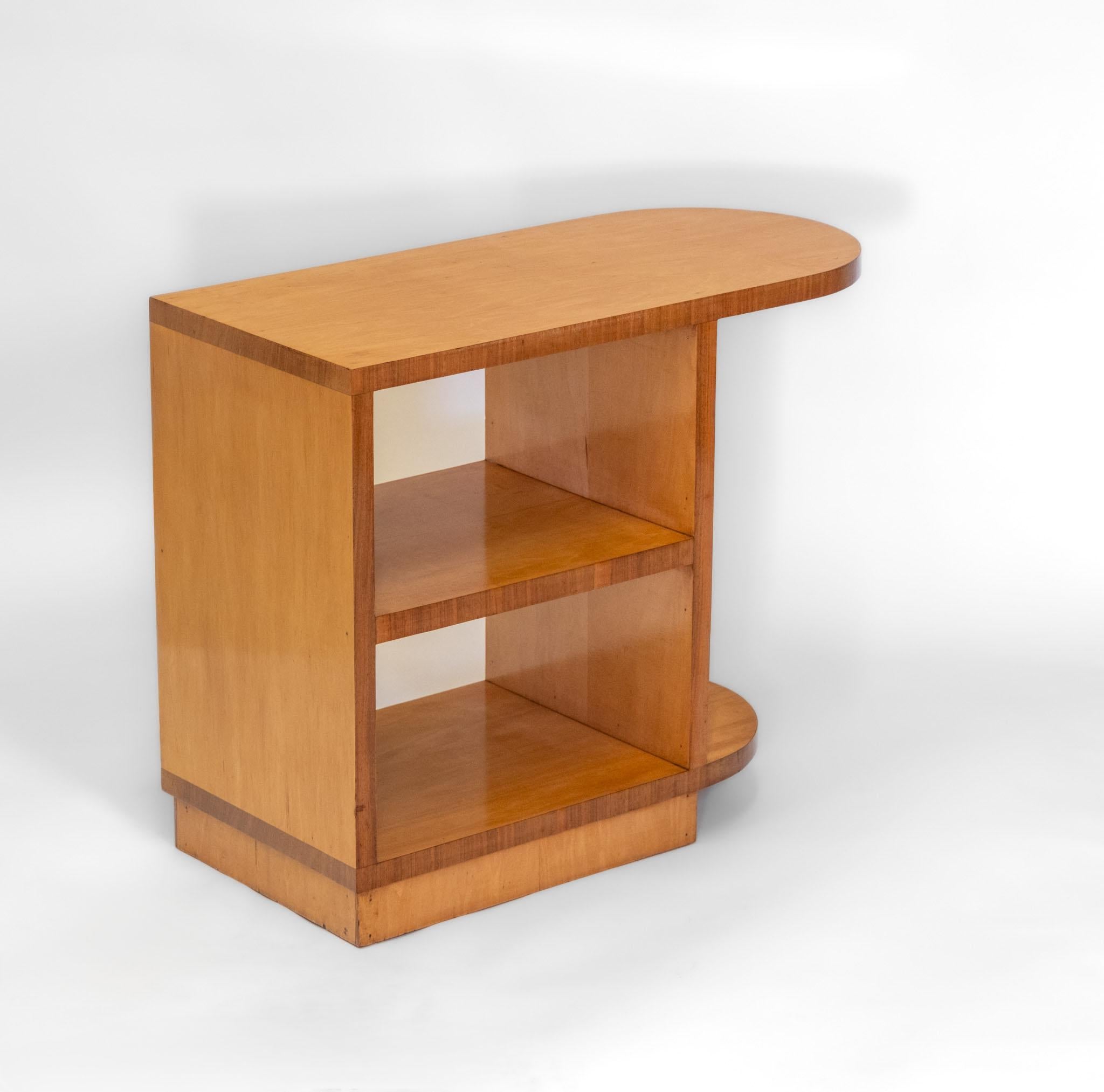 Mid-20th Century English Art Deco Maple & Walnut Tiered Side Table 1930s For Sale