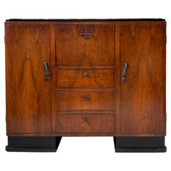 English Art Deco Marble Top Bar of Rosewood