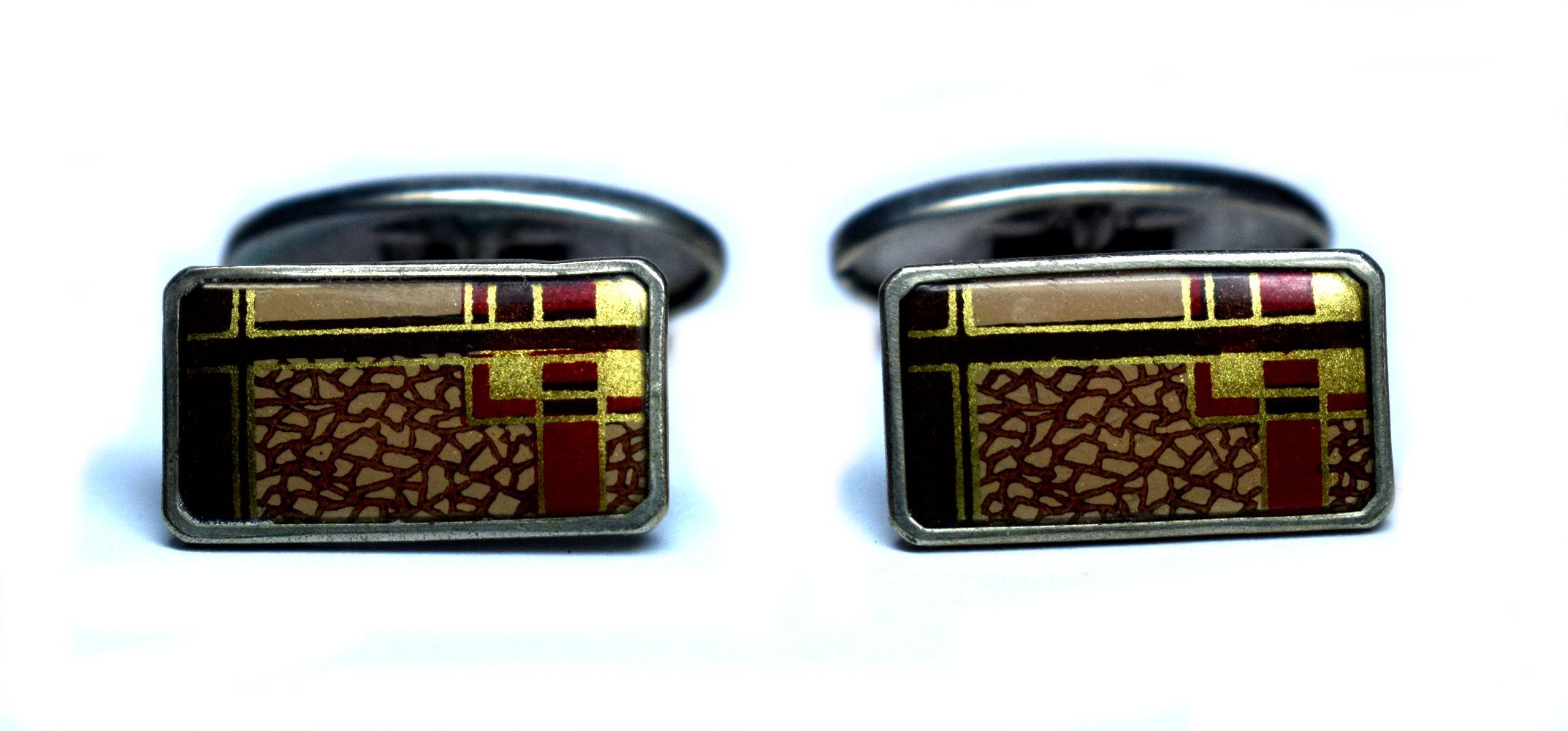 English Art Deco Men's Enamel Cufflinks 2