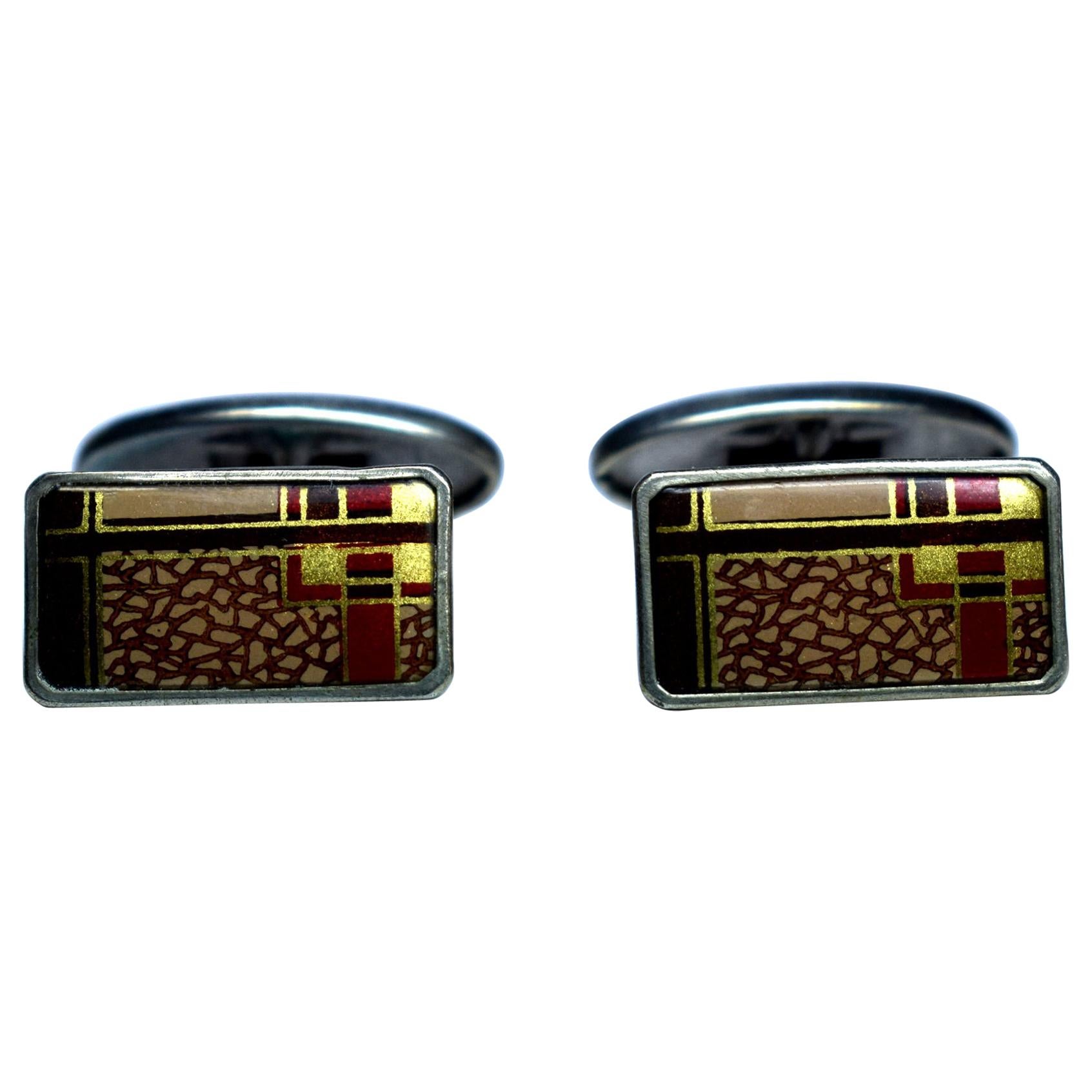 English Art Deco Men's Enamel Cufflinks