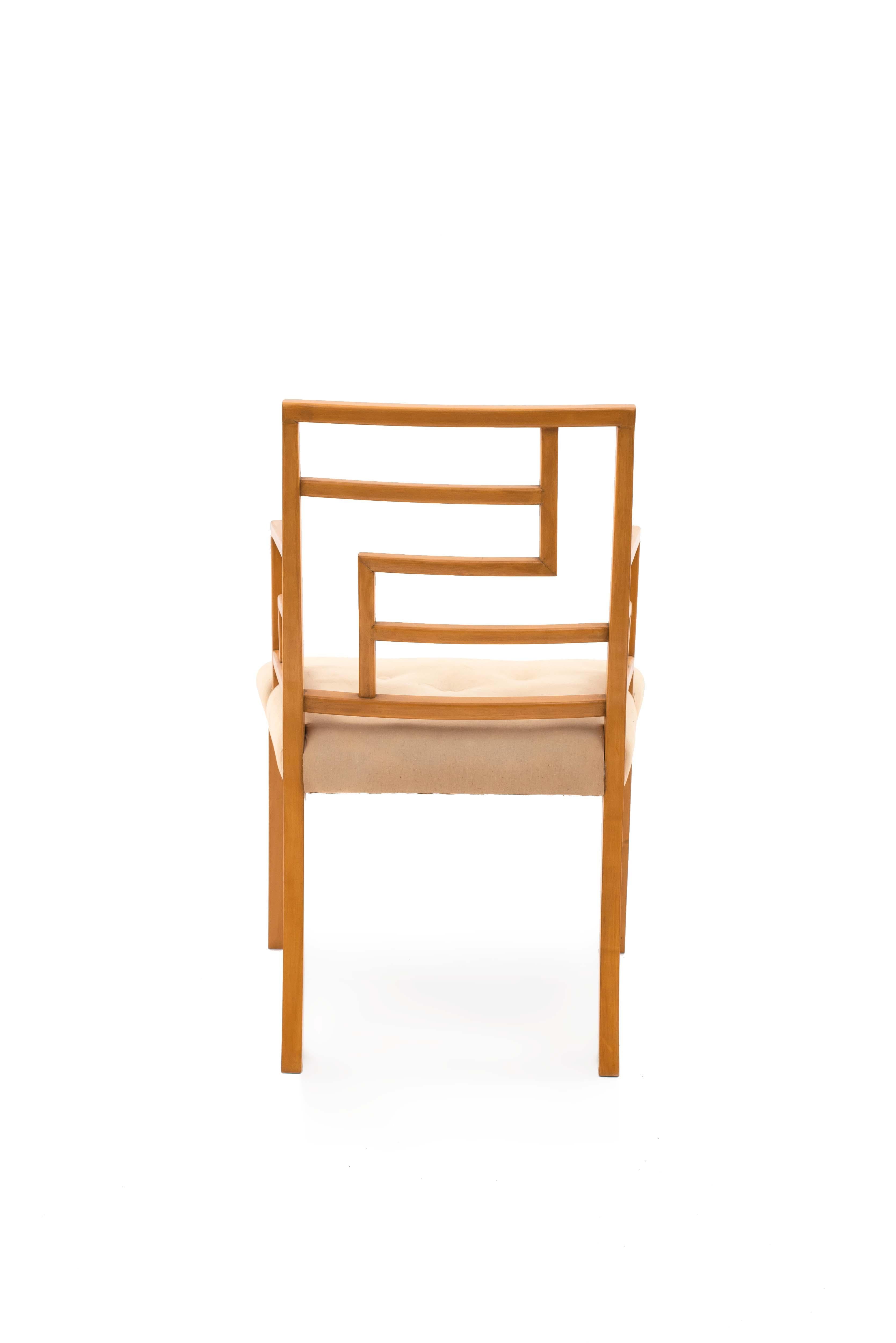 Englische geometrische gepolsterte Sessel:: Art déco / Mid-century (Stoff)