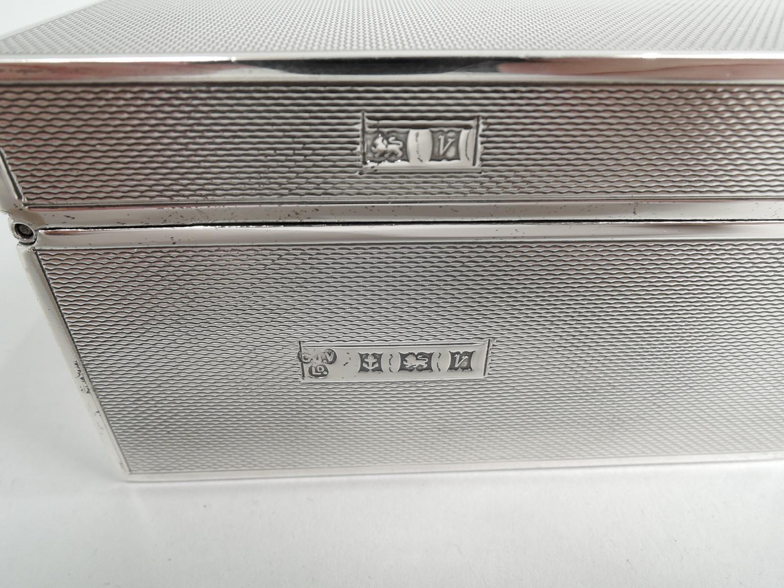 Late 20th Century English Art Deco Modern Sterling Silver Box For Sale