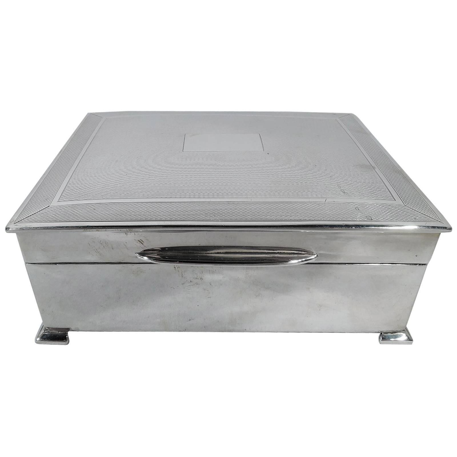 English Art Deco Modern Sterling Silver Box