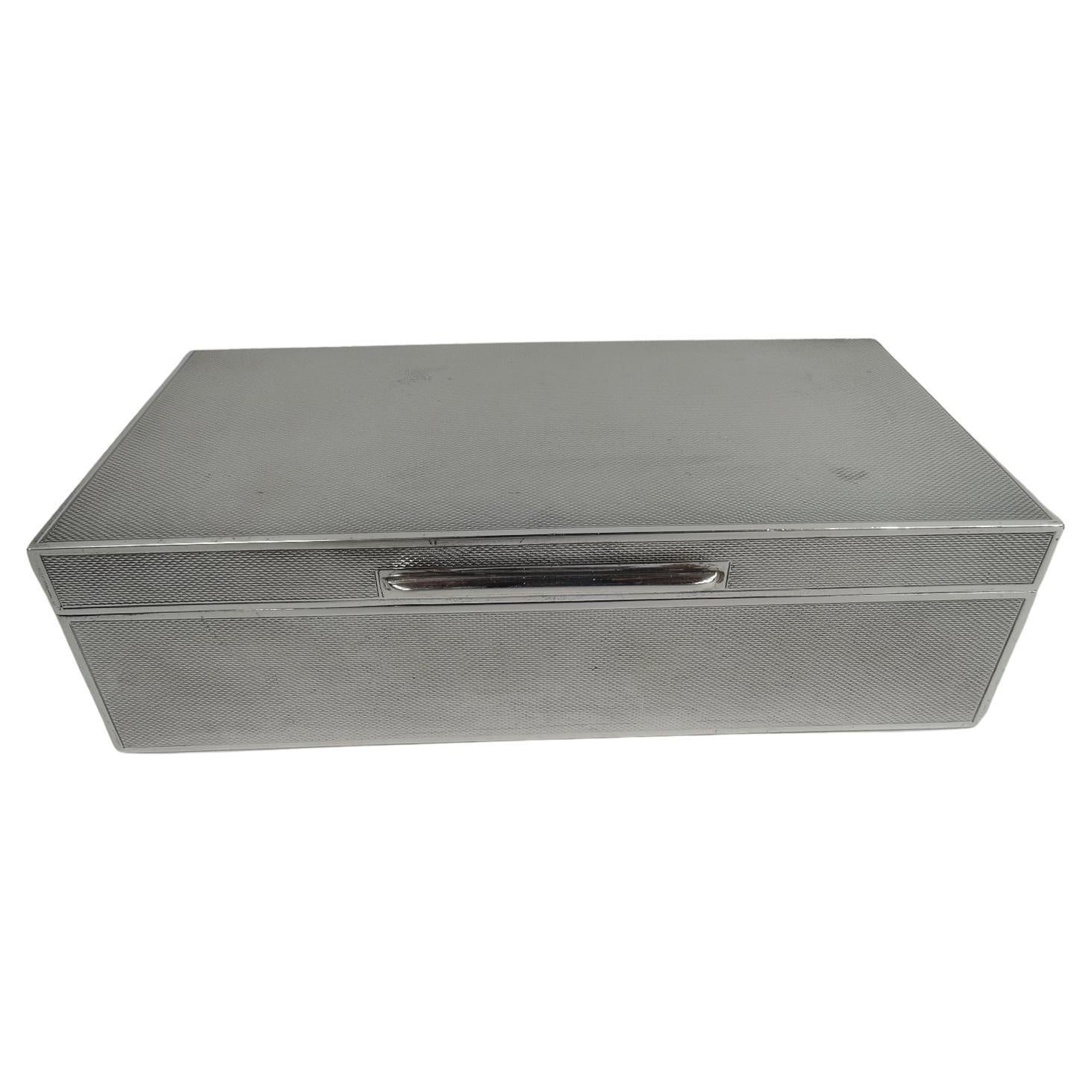 English Art Deco Modern Sterling Silver Box For Sale