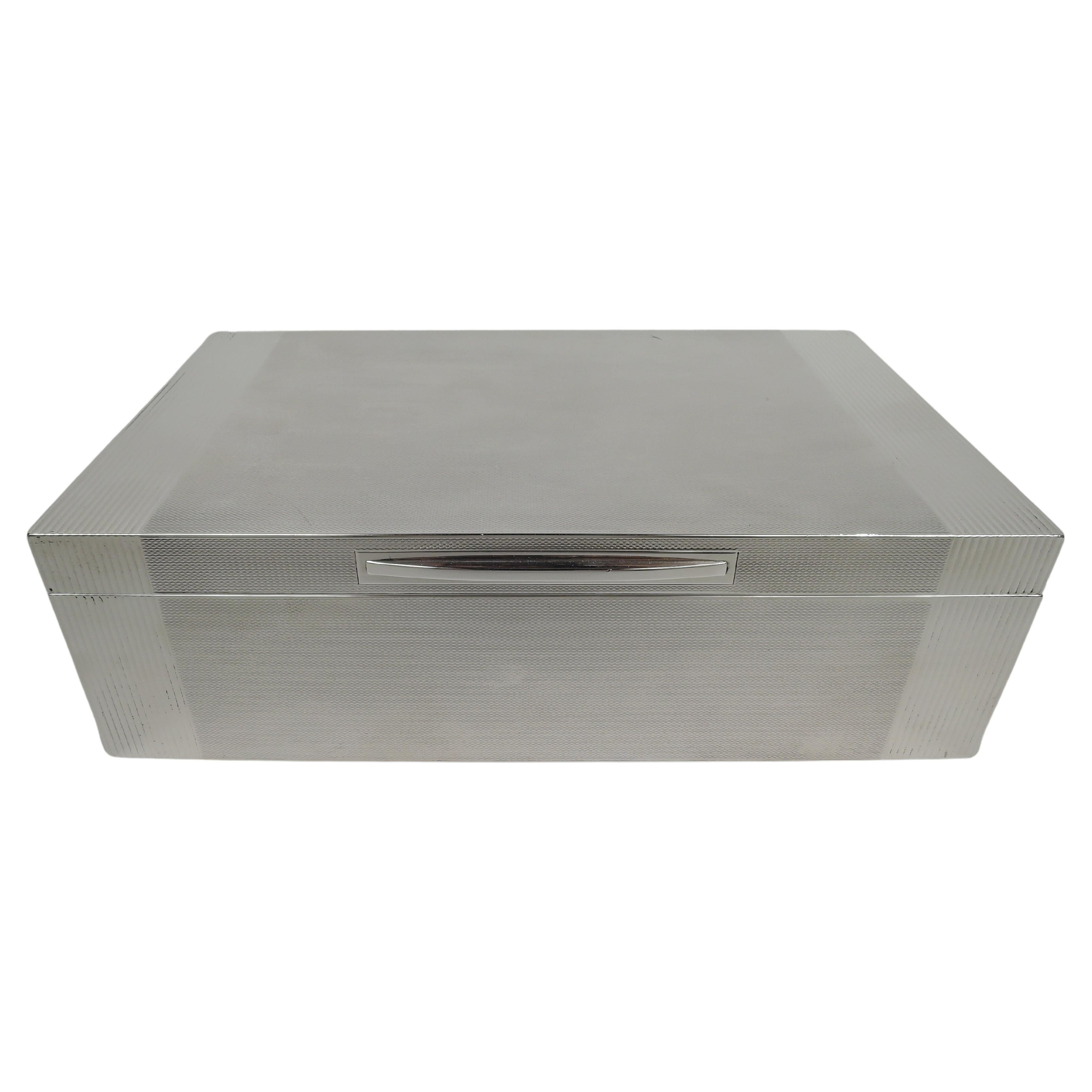 English Art Deco Modern Sterling Silver Box For Sale