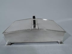 English Art Deco Modern Sterling Silver Cigarette Box