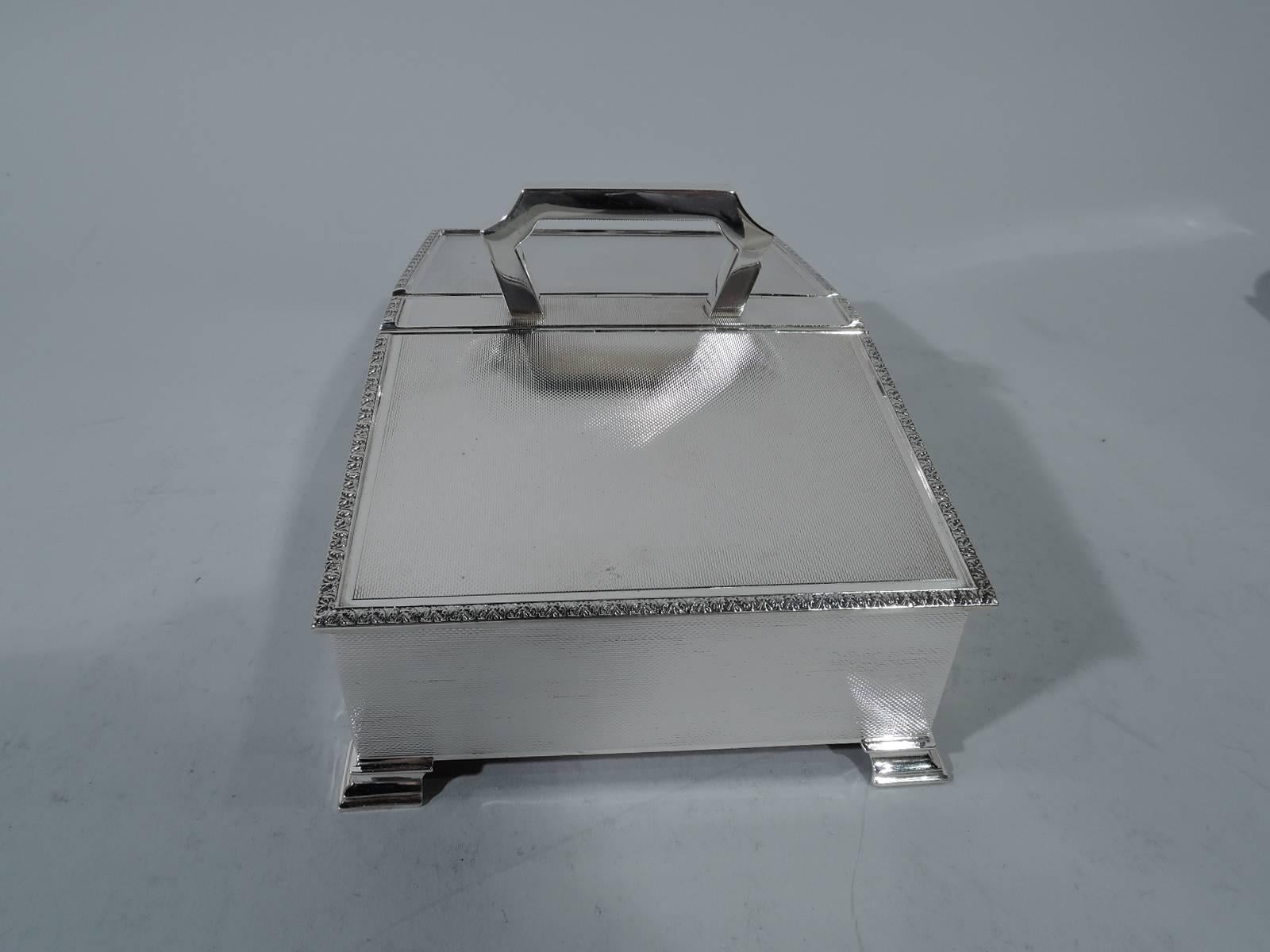 English Art Deco Modern Sterling Silver Cigarette Box 1