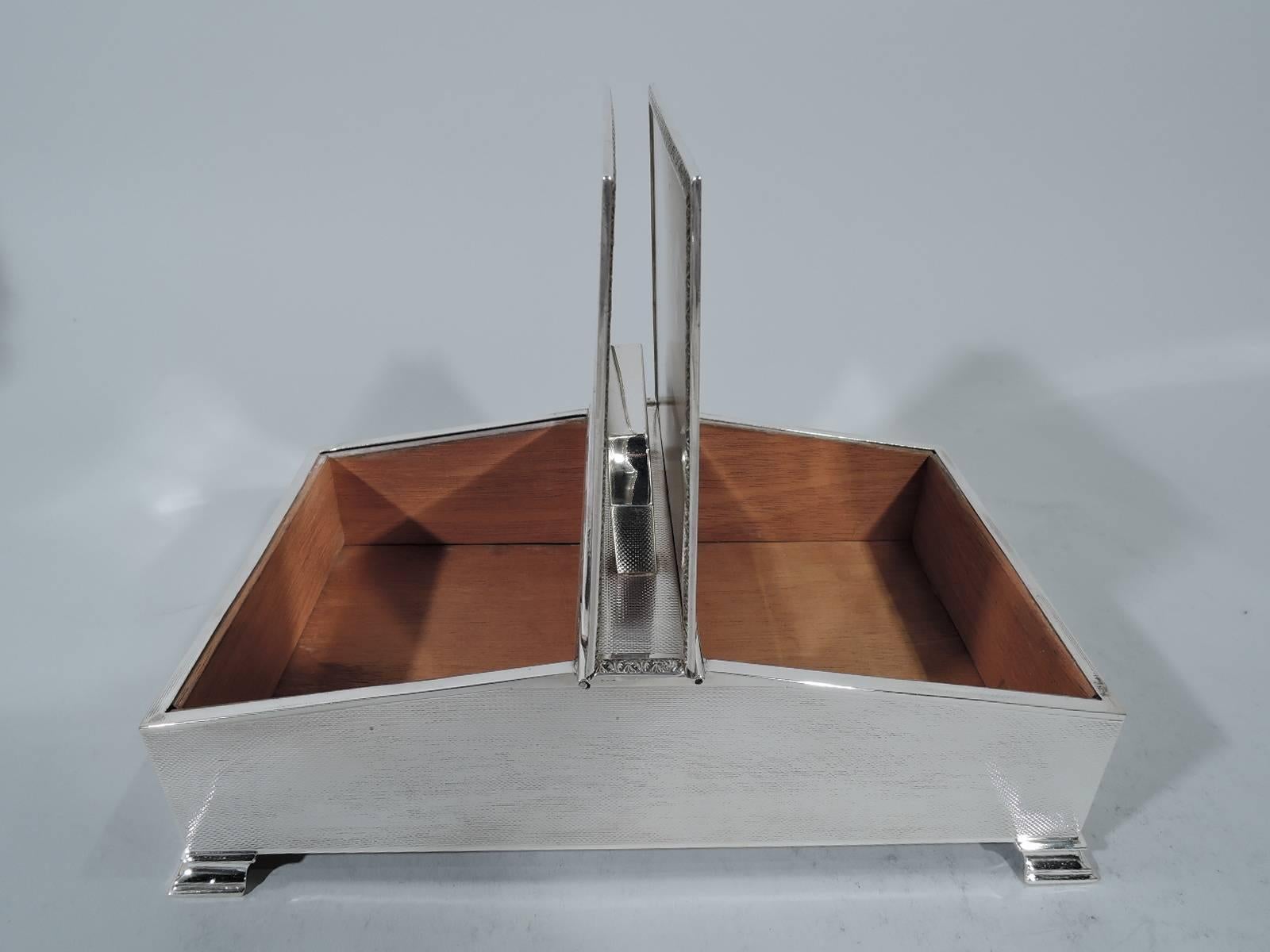 English Art Deco Modern Sterling Silver Cigarette Box 2