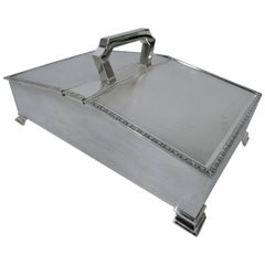 English Art Deco Modern Sterling Silver Cigarette Box