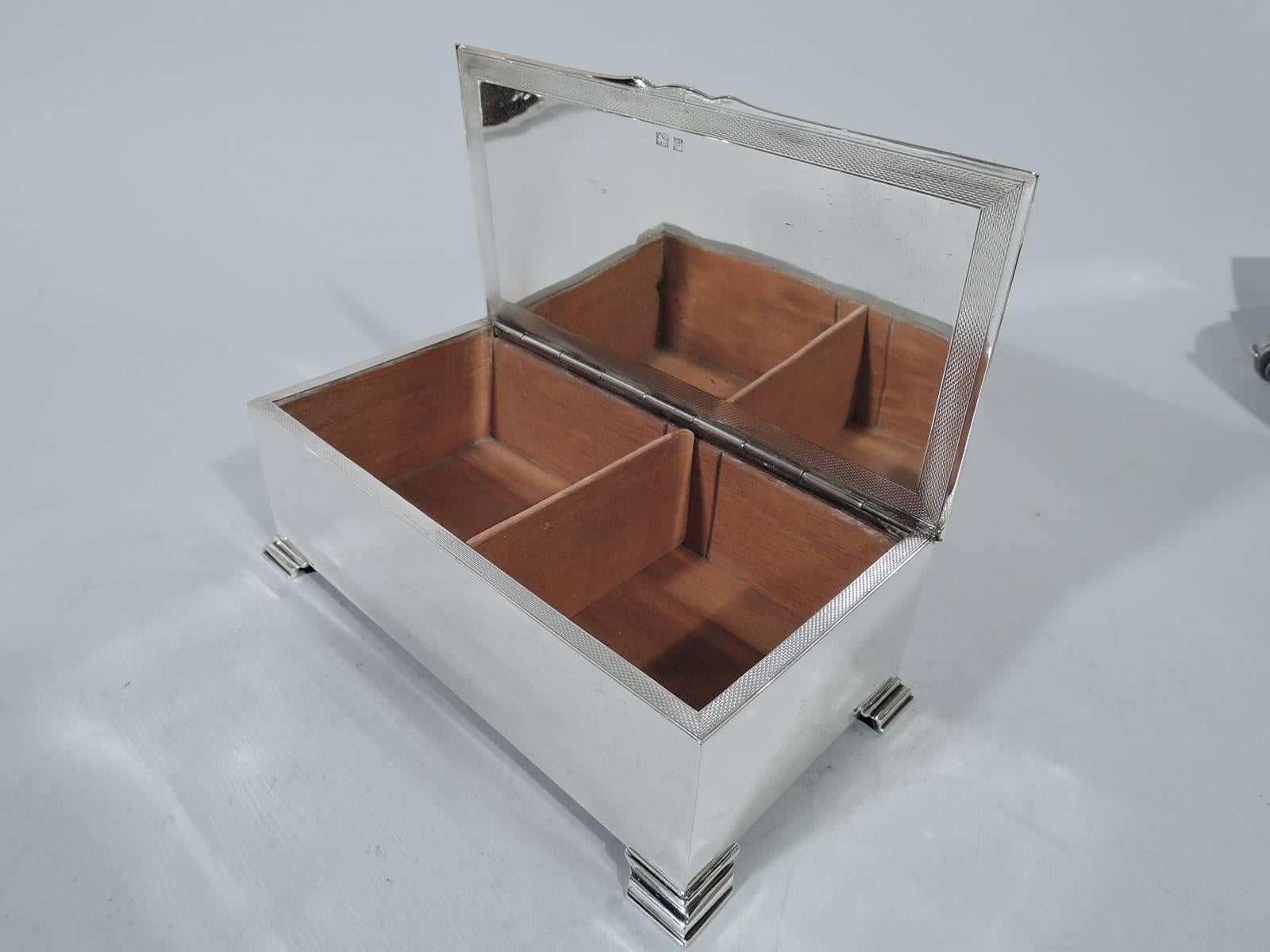 Mid-20th Century English Art Deco Modern Sterling Silver Desk Box