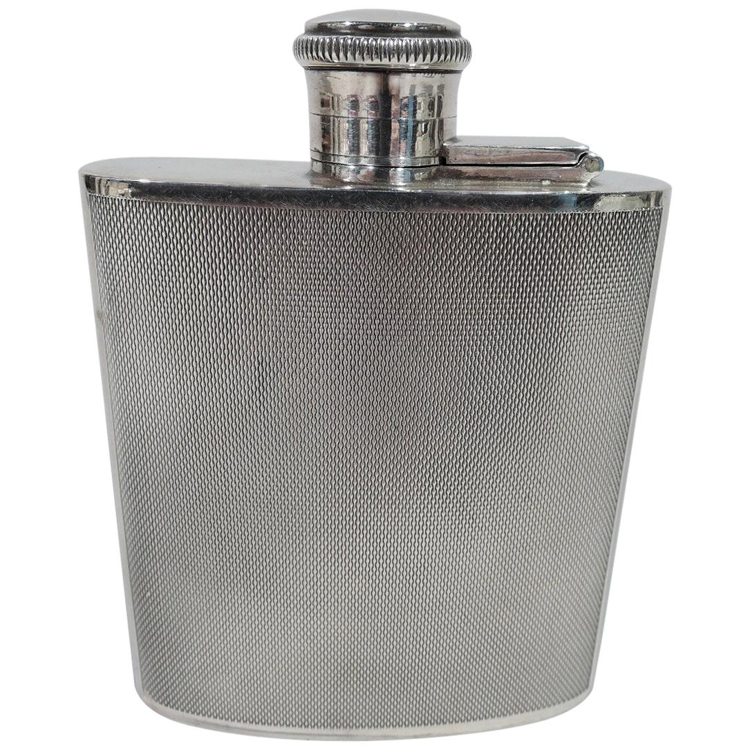 English Art Deco Modern Sterling Silver Mini Hip Flask