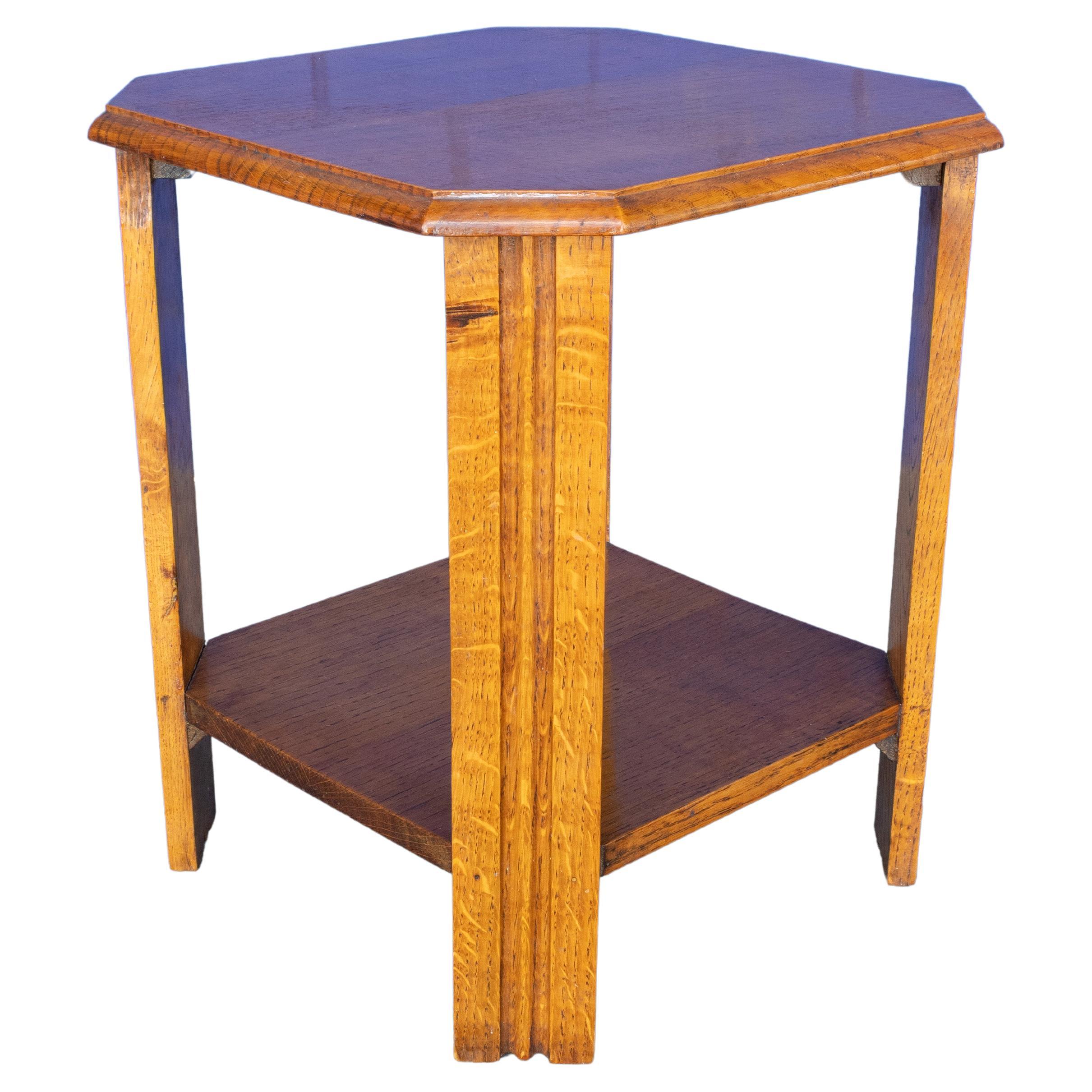 English Art Deco Oak Two-Tier Side Table, Heal & Son, London For Sale 1