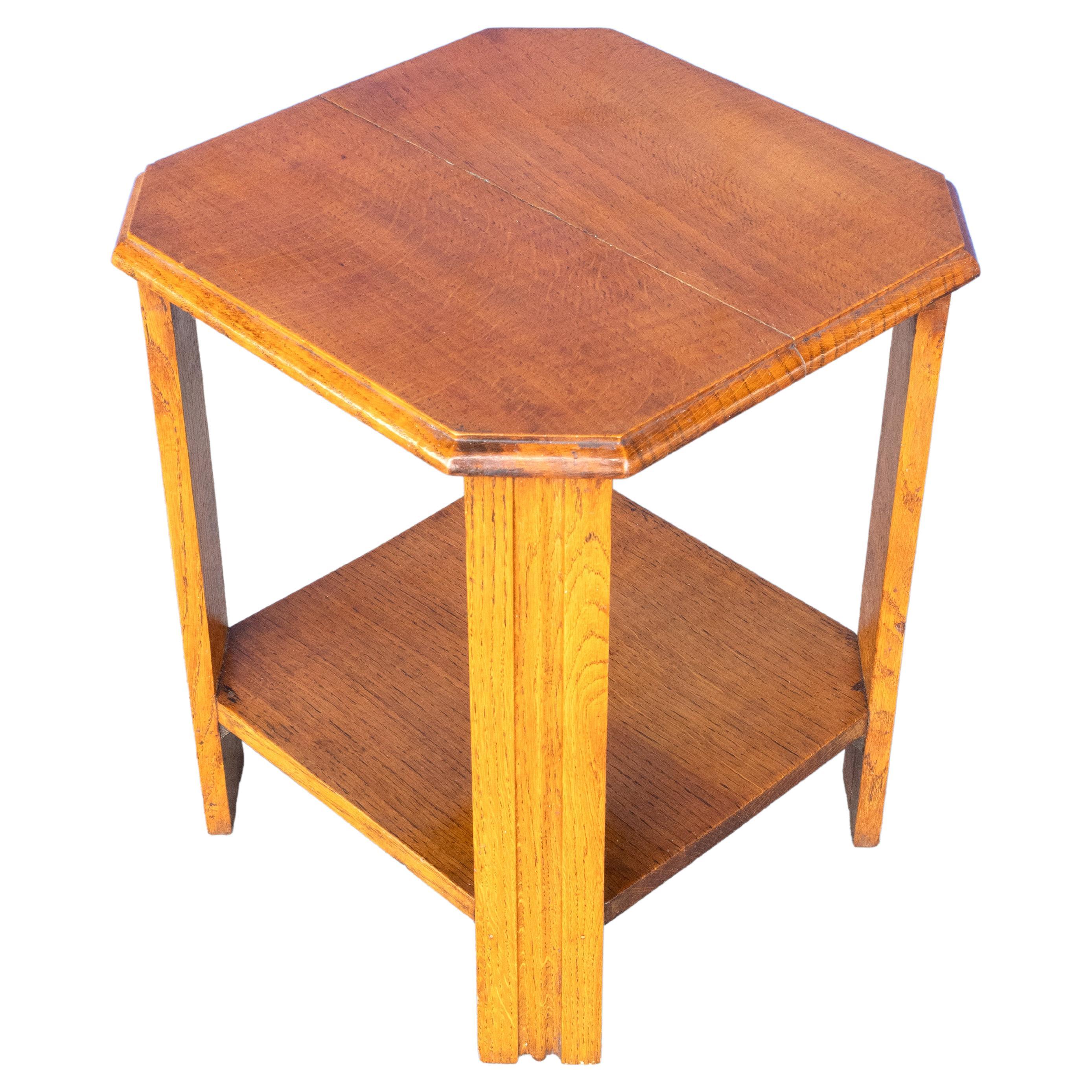 English Art Deco Oak Two-Tier Side Table, Heal & Son, London For Sale 4
