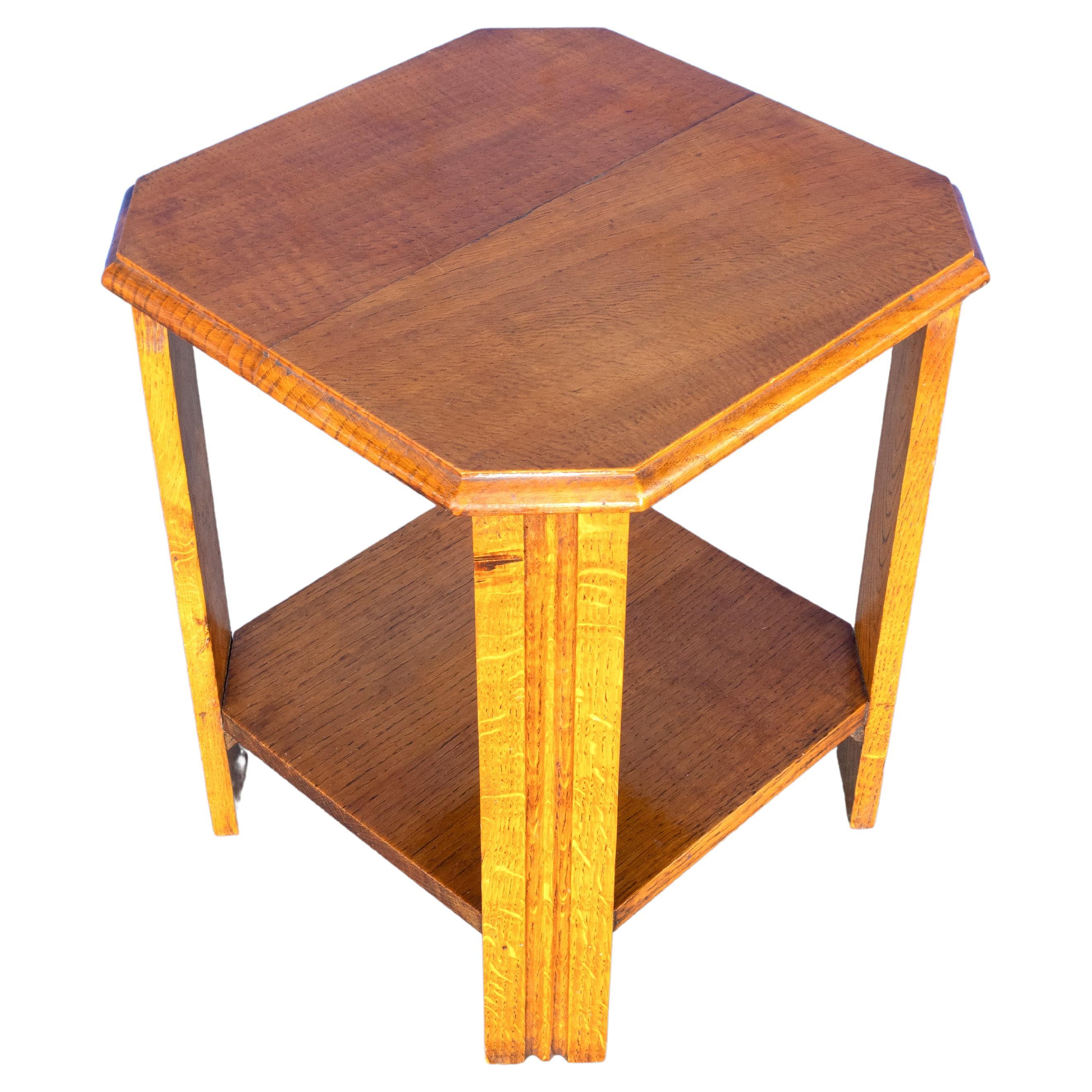 English Art Deco Oak Two-Tier Side Table, Heal & Son, London For Sale