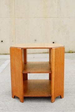 English Art Deco Octagonal Side Table in Solid Oak