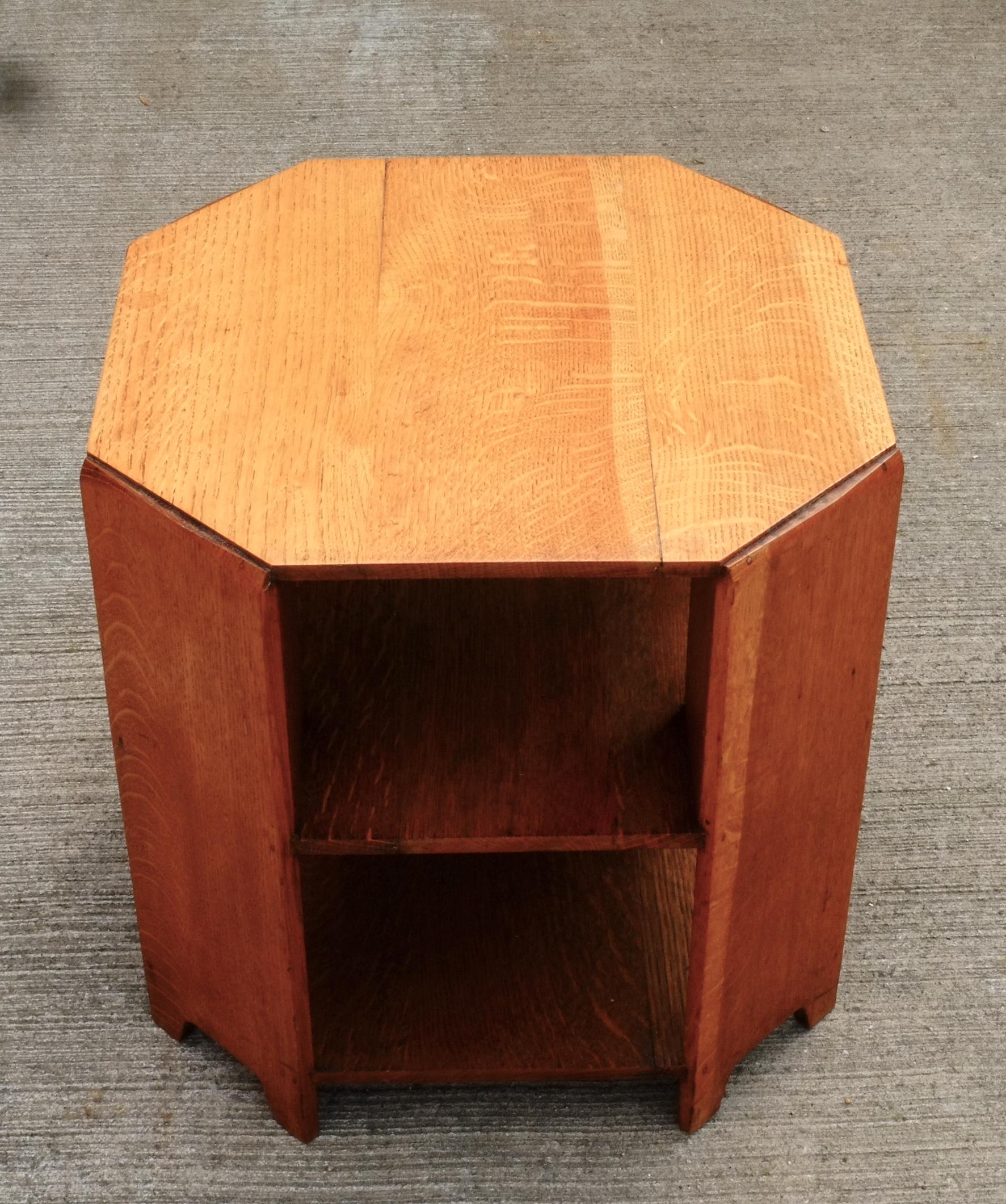 Mid-20th Century English Art Deco Octagonal Side Table in Solid Oak