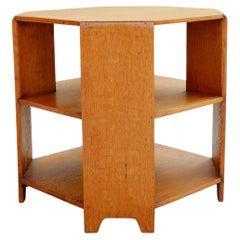 English Art Deco Octagonal Side Table in Solid Oak