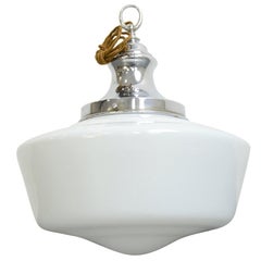 English Art Deco Opaline Pendant Light, circa 1920s