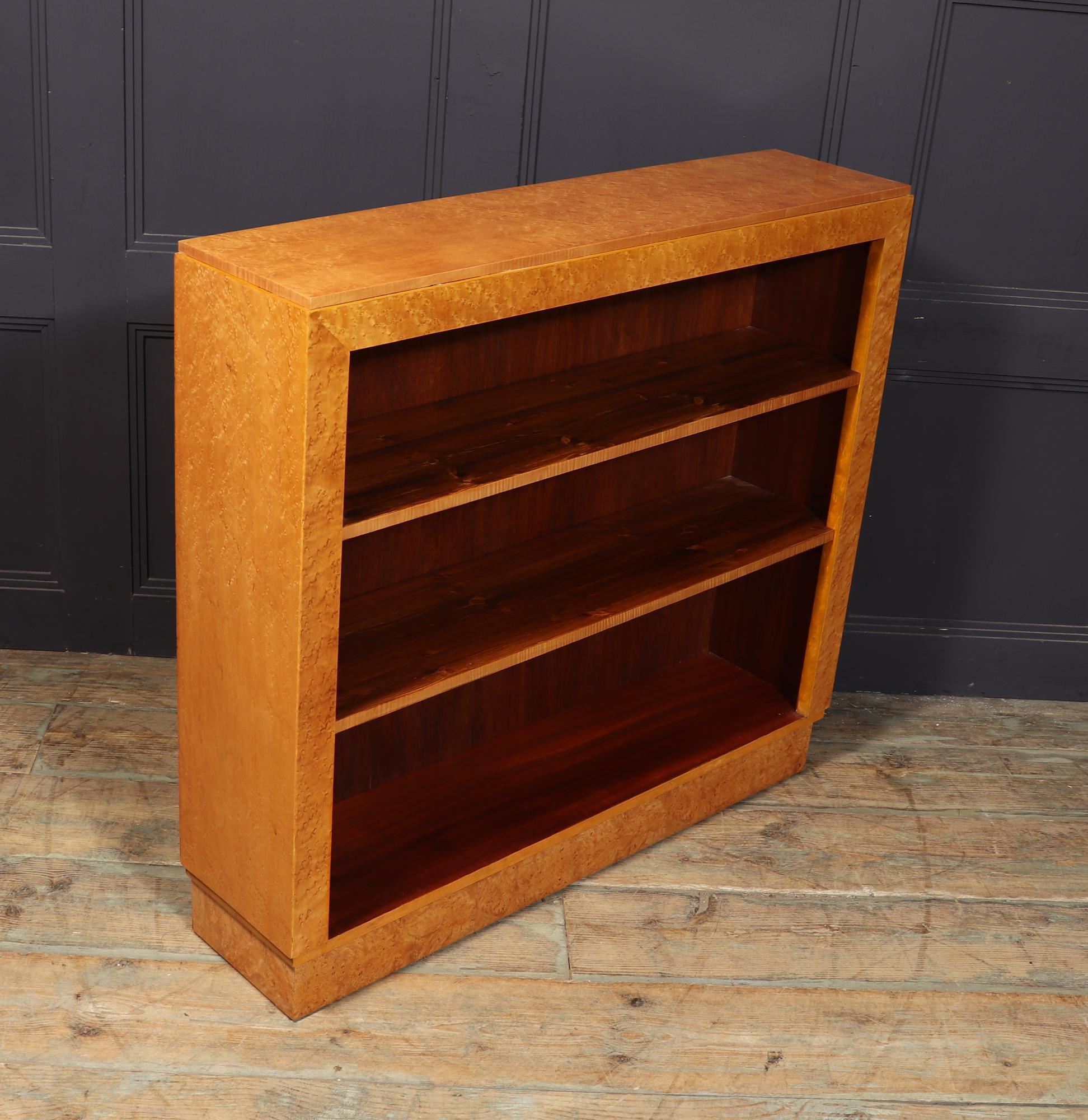 English Art Deco Open Bookcase in Birds Eye Maple 3