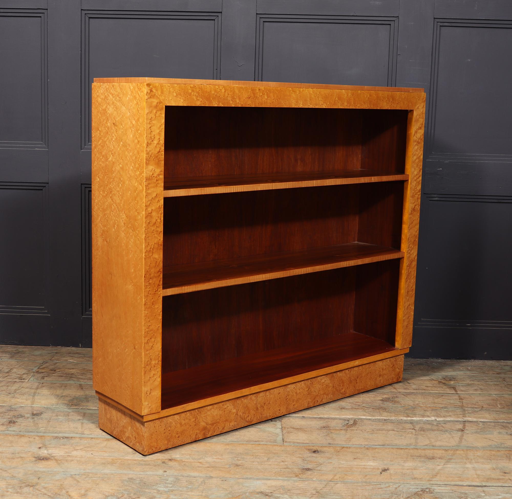 English Art Deco Open Bookcase in Birds Eye Maple 4